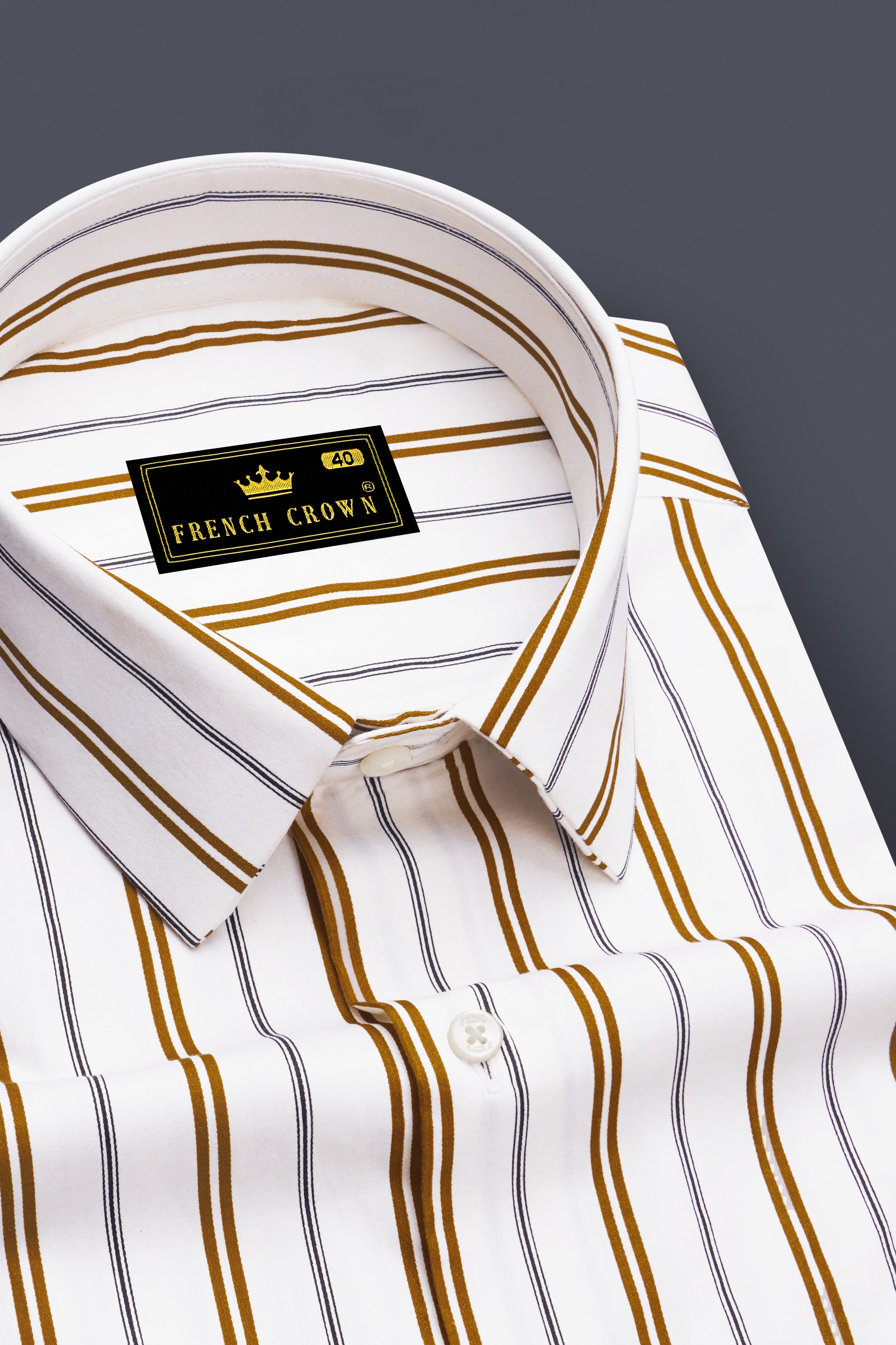 Sienna-Sepia Brown And Bright White striped Super Soft Premium Cotton Dress Shirt