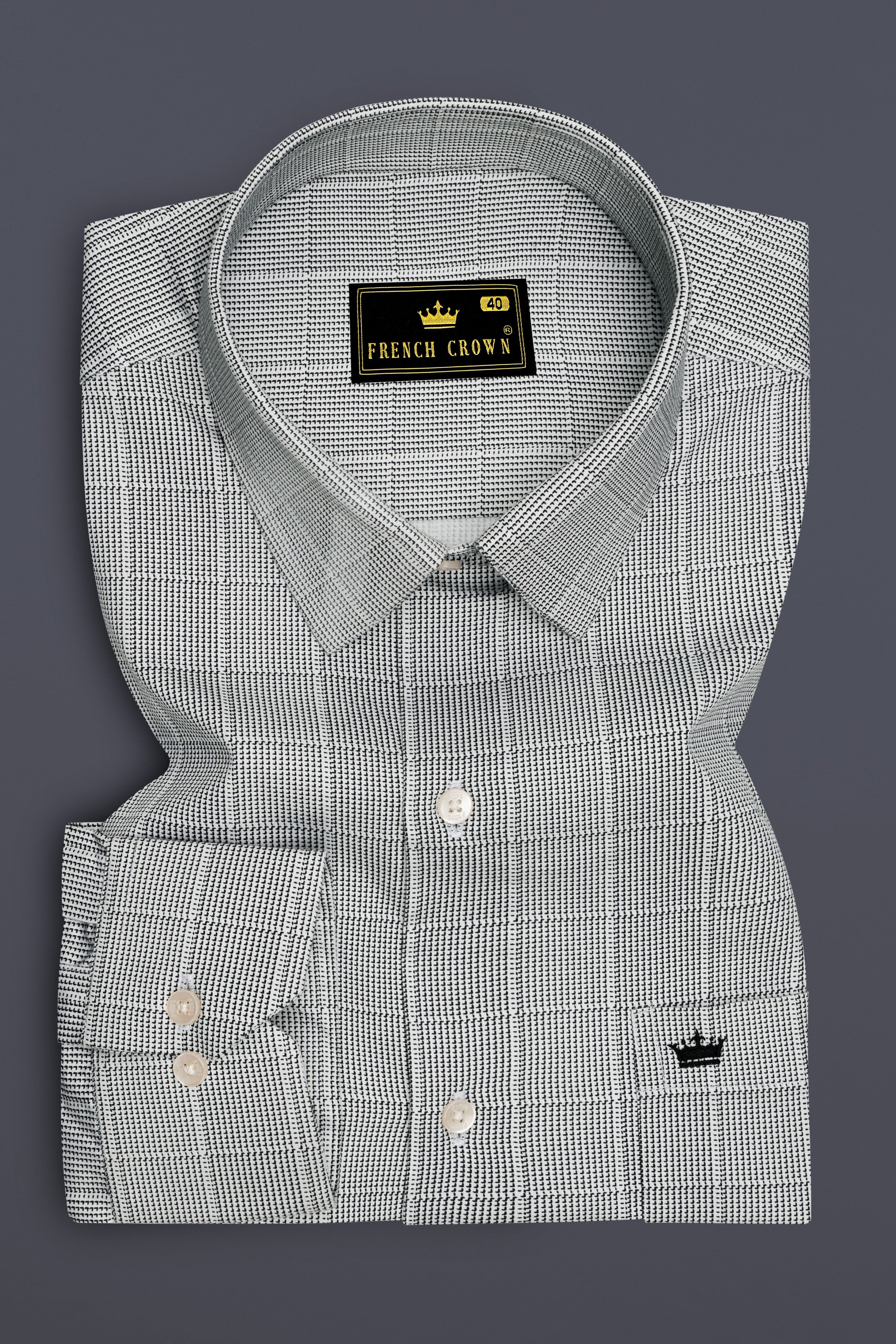 Graphite-Dusty Gray Plaid Subtle Sheen Super Soft Premium Cotton Dress Shirt