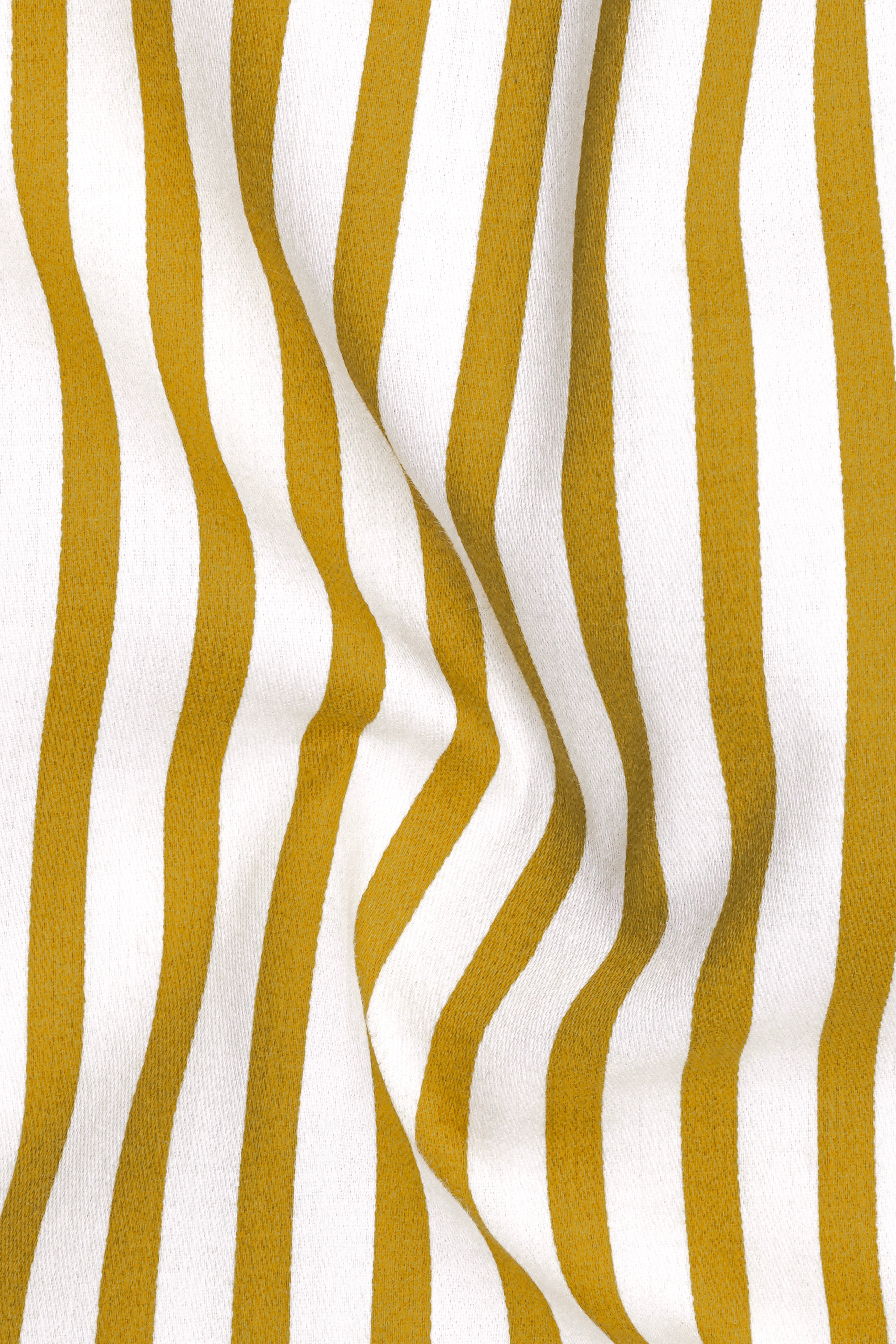 Terrasol-Ochre Yellow And Bright White Candy Striped Subtle Sheen Super Soft Premium Cotton Dress Shirt