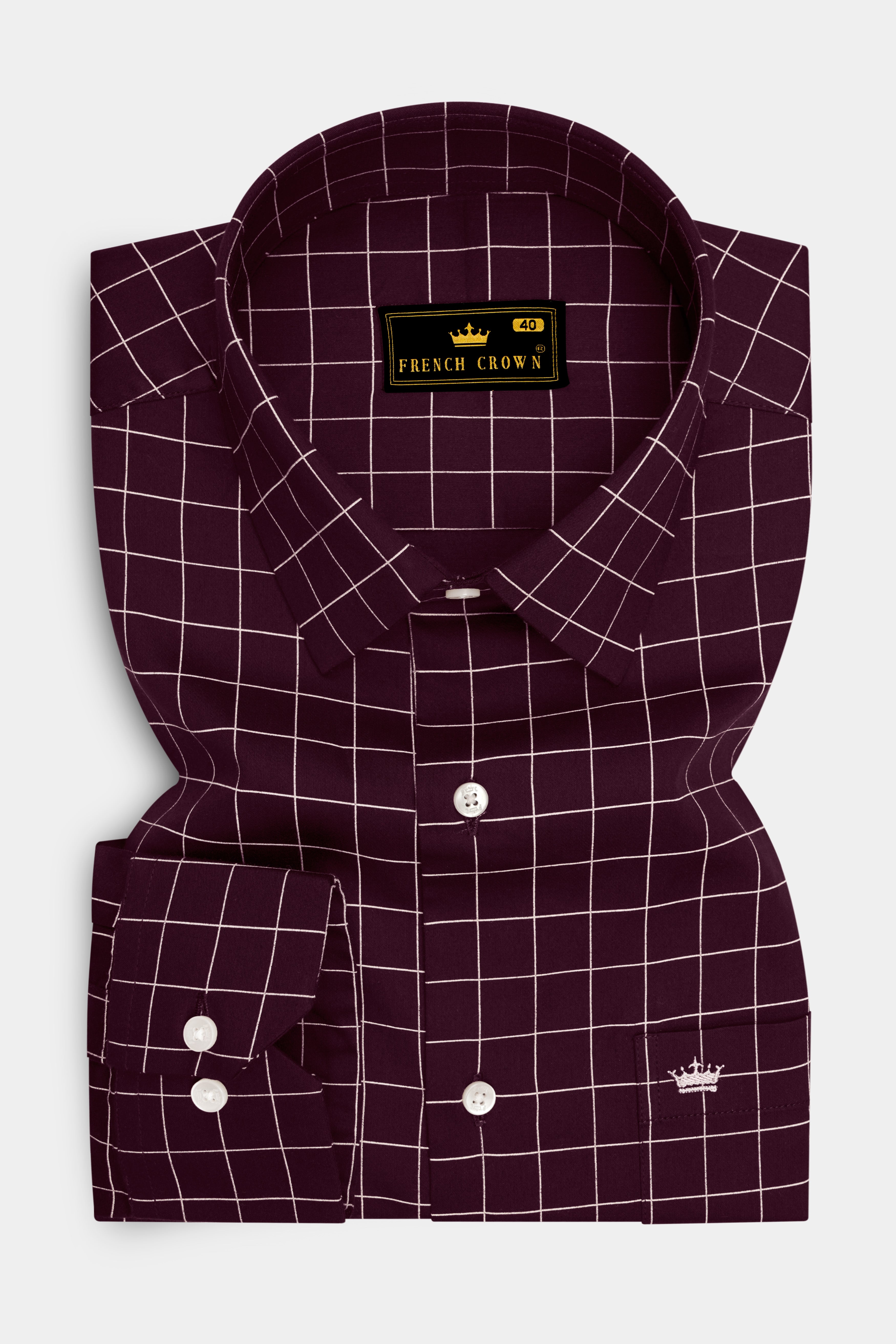 Garnet-Tamarind Maroon And Bright White Windowpane Subtle Sheen Super Soft Premium Cotton Dress Shirt 14547-38, 14547-H-38, 14547-39, 14547-H-39, 14547-40, 14547-H-40, 14547-42, 14547-H-42, 14547-44, 14547-H-44, 14547-46, 14547-H-46, 14547-48, 14547-H-48, 14547-50, 14547-H-50, 14547-52, 14547-H-52