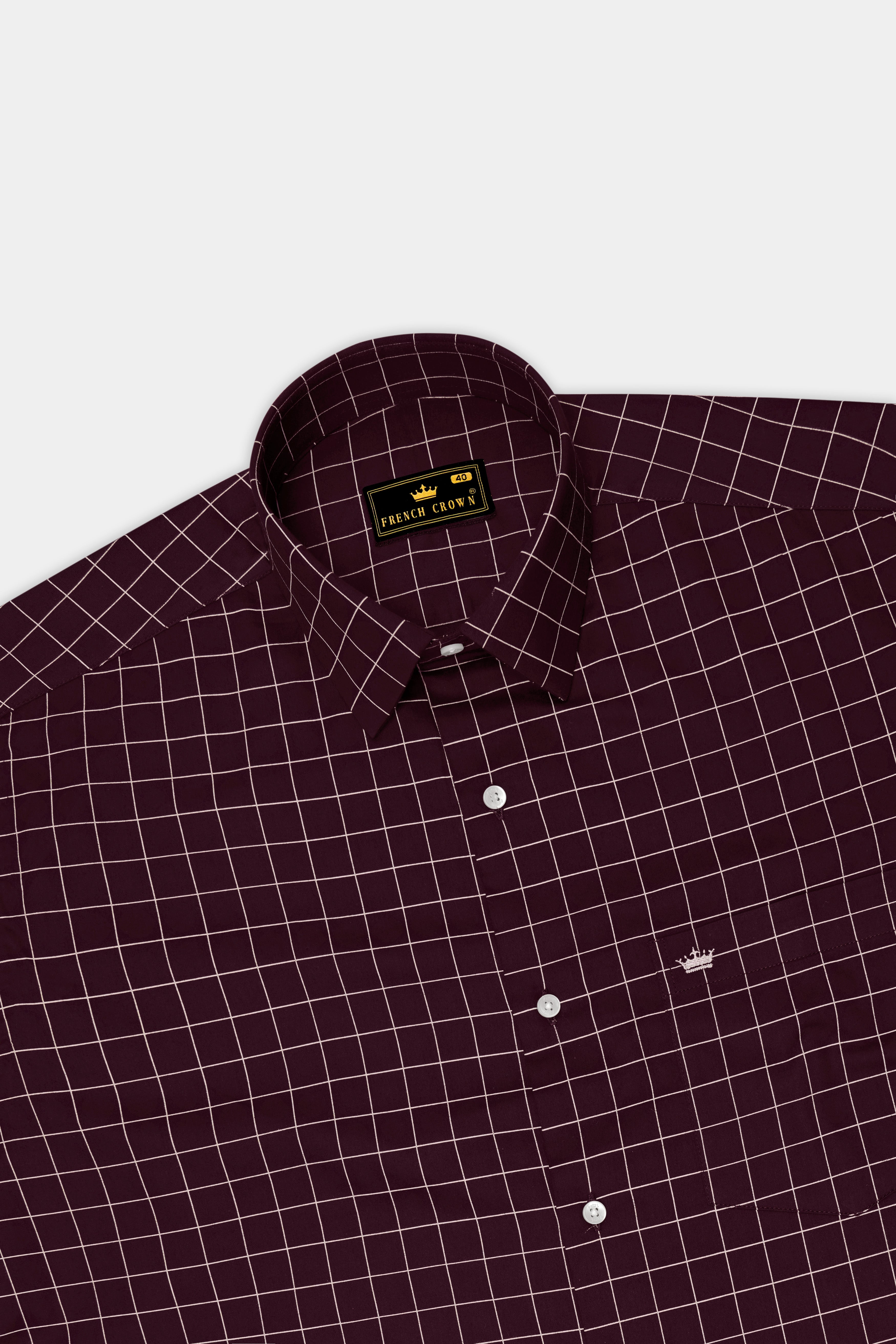 Garnet-Tamarind Maroon And Bright White Windowpane Subtle Sheen Super Soft Premium Cotton Dress Shirt 14547-38, 14547-H-38, 14547-39, 14547-H-39, 14547-40, 14547-H-40, 14547-42, 14547-H-42, 14547-44, 14547-H-44, 14547-46, 14547-H-46, 14547-48, 14547-H-48, 14547-50, 14547-H-50, 14547-52, 14547-H-52