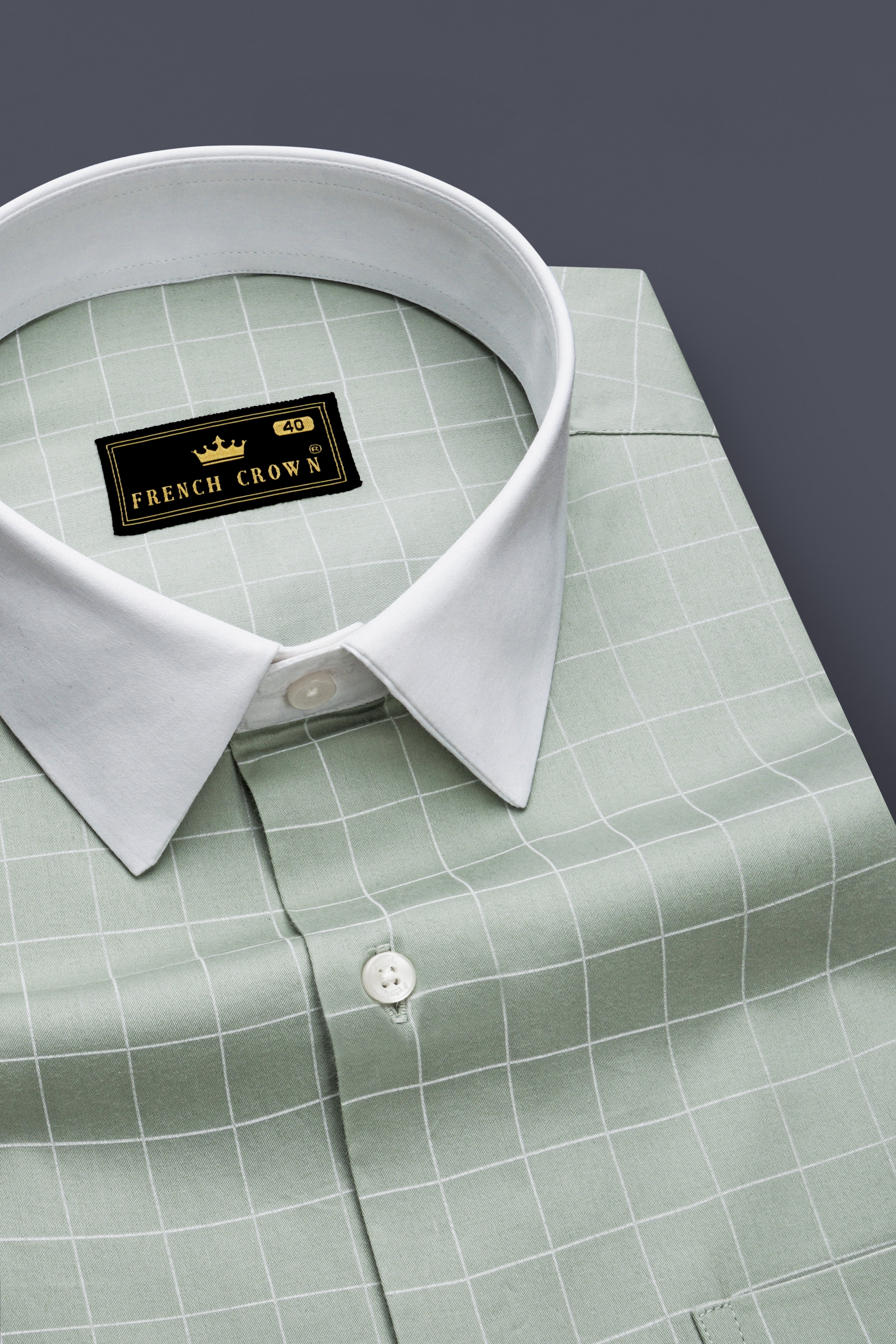 Verdant-Chalice Green And Bright White Windowpane Subtle Sheen Super Soft Premium Cotton Dress White Cuff Collar Shirt 14549-WCC-38, 14549-WCC-H-38, 14549-WCC-39, 14549-WCC-H-39, 14549-WCC-40, 14549-WCC-H-40, 14549-WCC-42, 14549-WCC-H-42, 14549-WCC-44, 14549-WCC-H-44, 14549-WCC-46, 14549-WCC-H-46, 14549-WCC-48, 14549-WCC-H-48, 14549-WCC-50, 14549-WCC-H-50, 14549-WCC-52, 14549-WCC-H-52