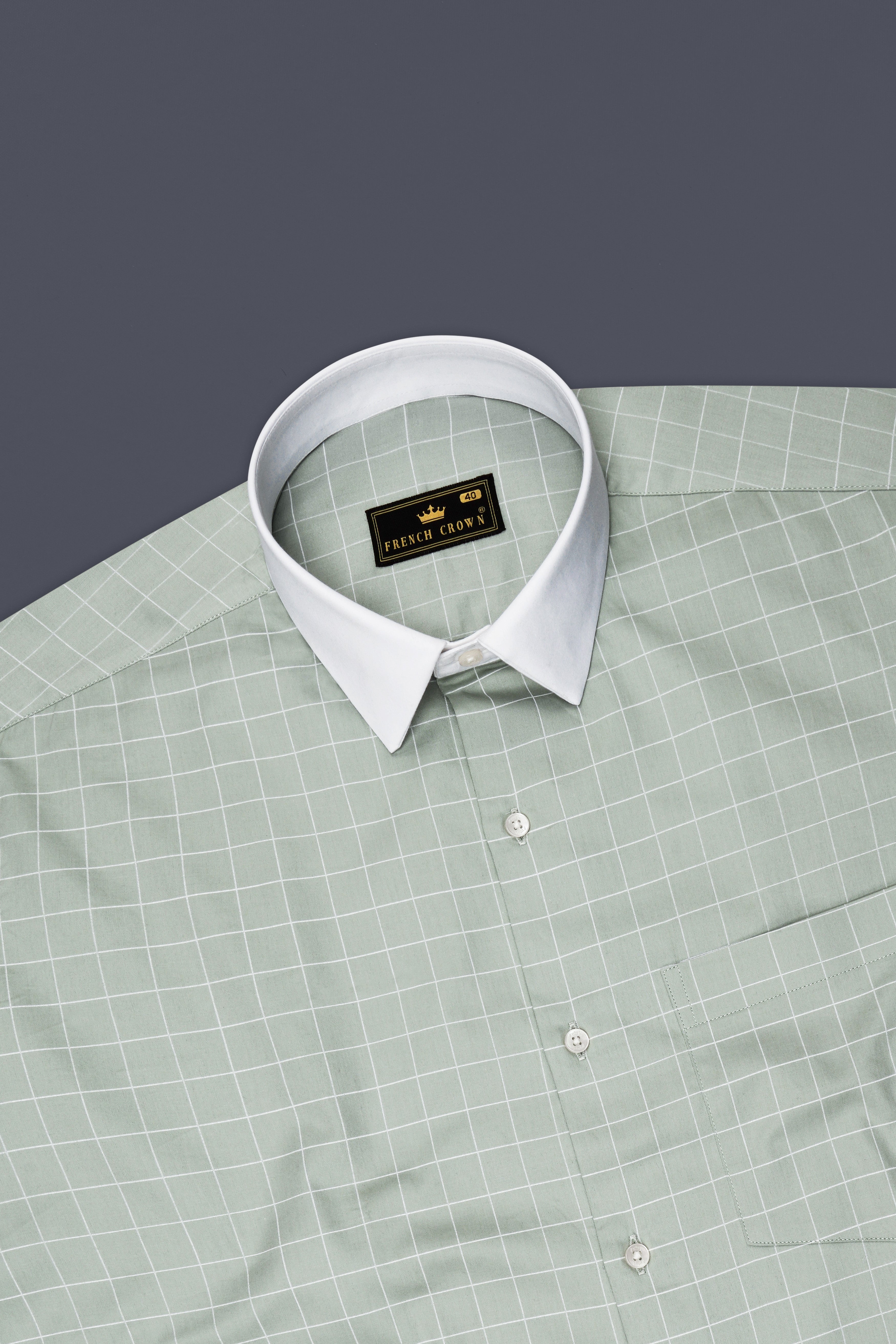 Verdant-Chalice Green And Bright White Windowpane Subtle Sheen Super Soft Premium Cotton Dress White Cuff Collar Shirt 14549-WCC-38, 14549-WCC-H-38, 14549-WCC-39, 14549-WCC-H-39, 14549-WCC-40, 14549-WCC-H-40, 14549-WCC-42, 14549-WCC-H-42, 14549-WCC-44, 14549-WCC-H-44, 14549-WCC-46, 14549-WCC-H-46, 14549-WCC-48, 14549-WCC-H-48, 14549-WCC-50, 14549-WCC-H-50, 14549-WCC-52, 14549-WCC-H-52