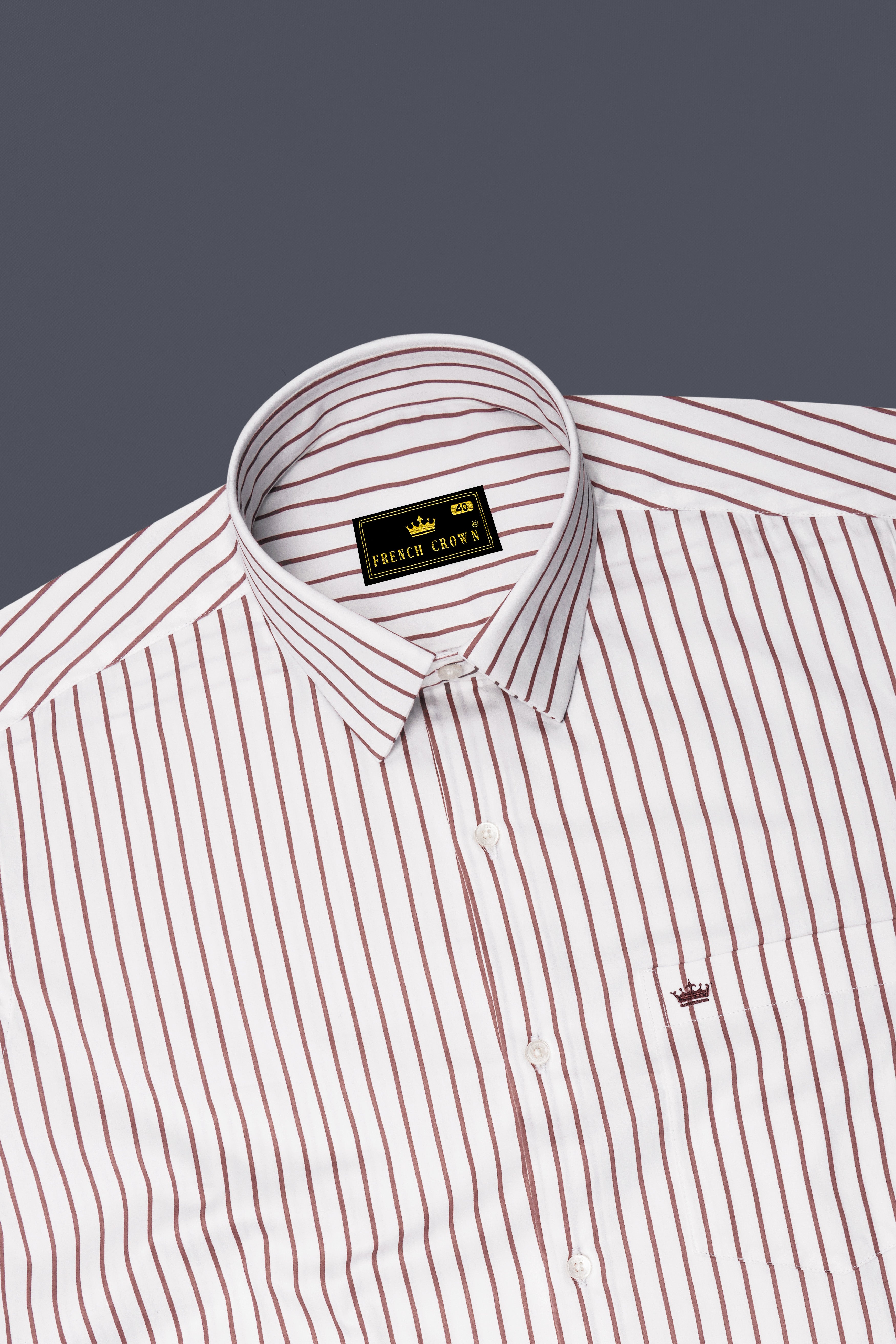 Imperial-Roman Brown And Bright White Pin Striped Subtle Sheen Super Soft Premium Cotton Dress Shirt 14554-38, 14554-H-38, 14554-39, 14554-H-39, 14554-40, 14554-H-40, 14554-42, 14554-H-42, 14554-44, 14554-H-44, 14554-46, 14554-H-46, 14554-48, 14554-H-48, 14554-50, 14554-H-50, 14554-52, 14554-H-52
