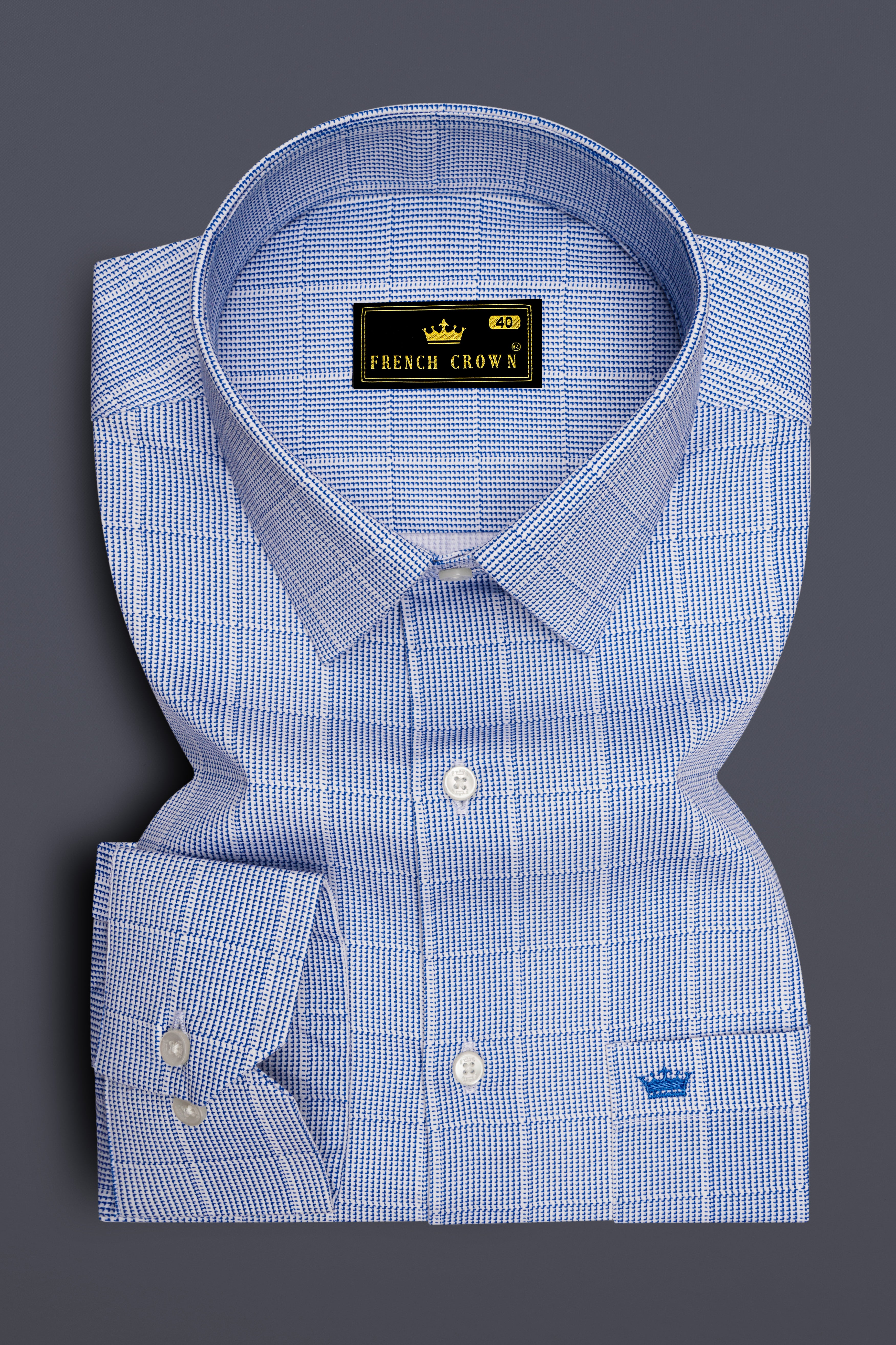 Haze-Faded Blue Plaid Subtle Sheen Super Soft Premium Cotton Dress Shirt 14556-38, 14556-H-38, 14556-39, 14556-H-39, 14556-40, 14556-H-40, 14556-42, 14556-H-42, 14556-44, 14556-H-44, 14556-46, 14556-H-46, 14556-48, 14556-H-48, 14556-50, 14556-H-50, 14556-52, 14556-H-52