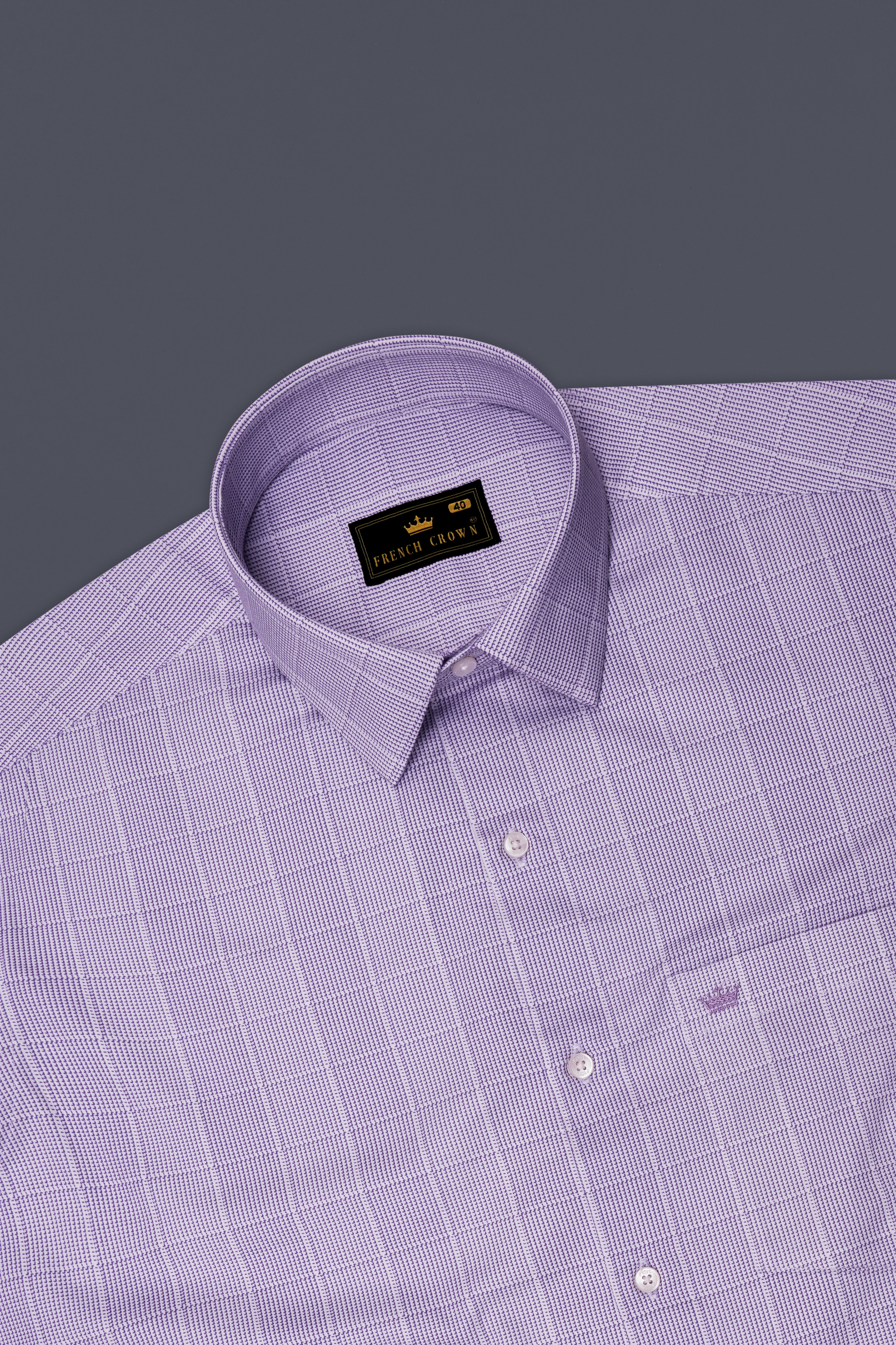 Amethyst-Scampi Purple Plaid Subtle Sheen Super Soft Premium Cotton Dress Shirt 14557-38, 14557-H-38, 14557-39, 14557-H-39, 14557-40, 14557-H-40, 14557-42, 14557-H-42, 14557-44, 14557-H-44, 14557-46, 14557-H-46, 14557-48, 14557-H-48, 14557-50, 14557-H-50, 14557-52, 14557-H-52