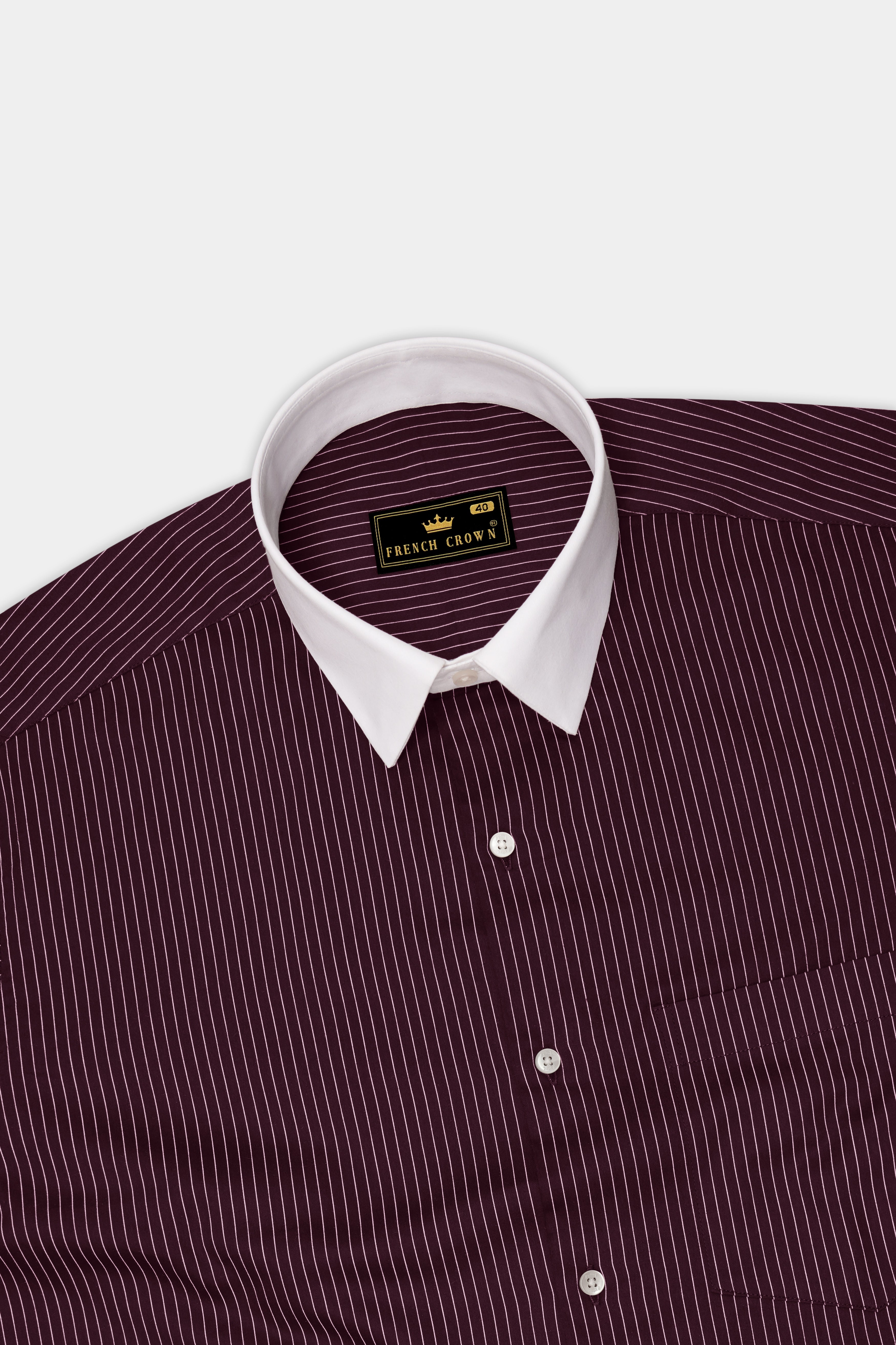 Claret-Aubergine Maroon And Bright White Pin Striped Subtle Sheen Super Soft Premium Cotton Dress White Cuff Collar Shirt 14560-WCC-38, 14560-WCC-H-38, 14560-WCC-39, 14560-WCC-H-39, 14560-WCC-40, 14560-WCC-H-40, 14560-WCC-42, 14560-WCC-H-42, 14560-WCC-44, 14560-WCC-H-44, 14560-WCC-46, 14560-WCC-H-46, 14560-WCC-48, 14560-WCC-H-48, 14560-WCC-50, 14560-WCC-H-50, 14560-WCC-52, 14560-WCC-H-52