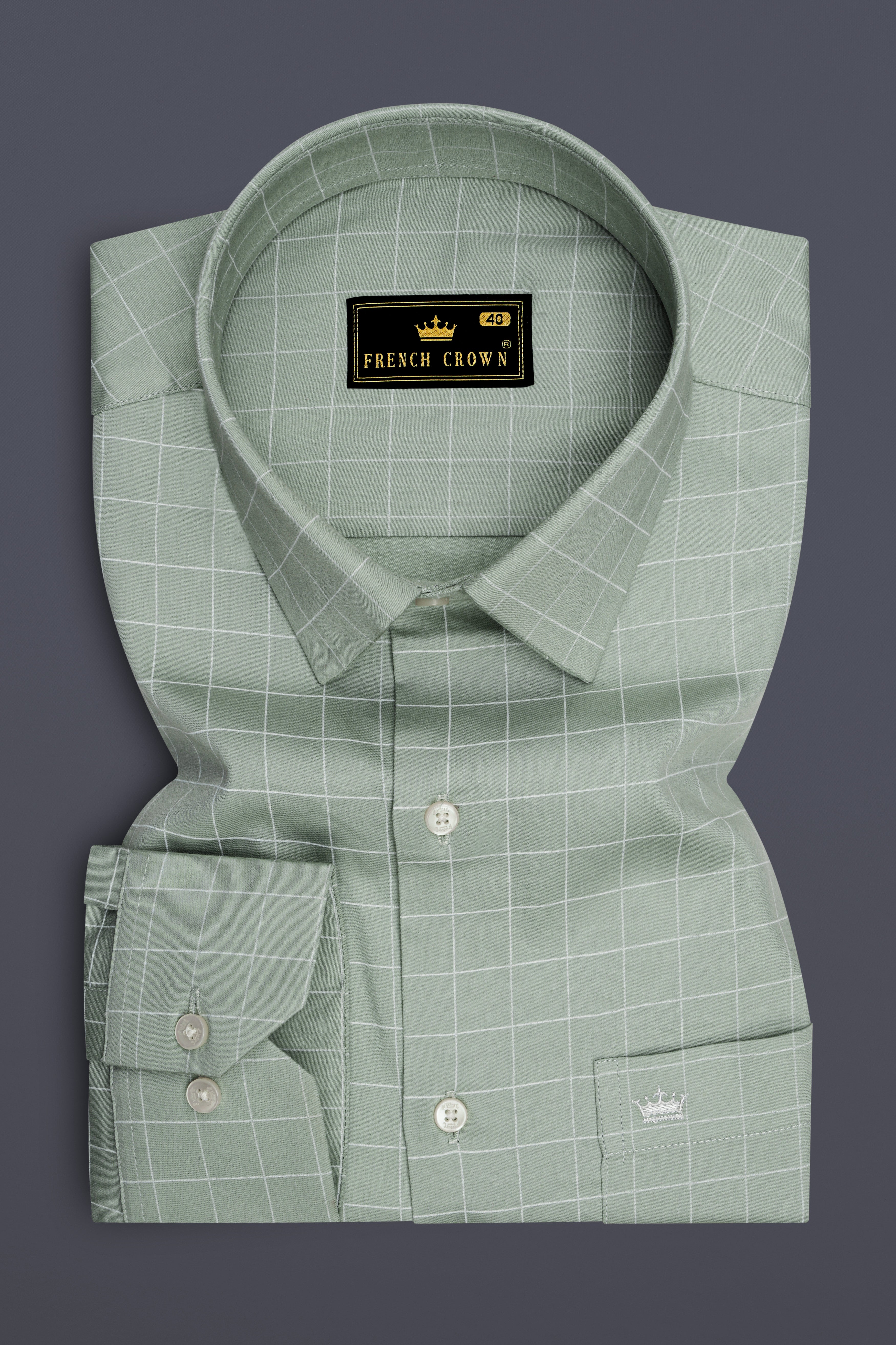 Verdant-Chalice Green And Bright White Windowpane Subtle Sheen Super Soft Premium Cotton Dress Shirt 14562-38, 14562-H-38, 14562-39, 14562-H-39, 14562-40, 14562-H-40, 14562-42, 14562-H-42, 14562-44, 14562-H-44, 14562-46, 14562-H-46, 14562-48, 14562-H-48, 14562-50, 14562-H-50, 14562-52, 14562-H-52