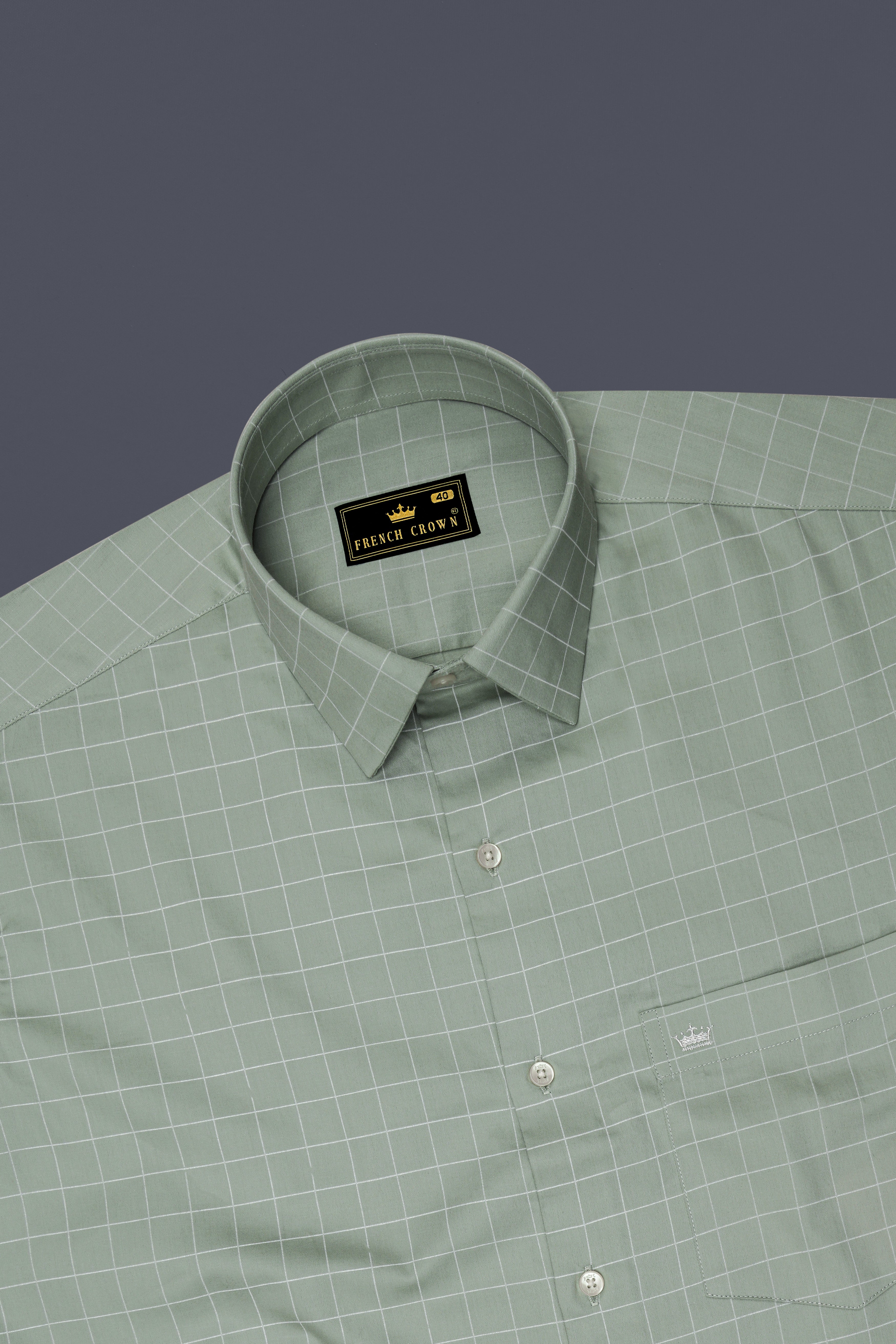 Verdant-Chalice Green And Bright White Windowpane Subtle Sheen Super Soft Premium Cotton Dress Shirt 14562-38, 14562-H-38, 14562-39, 14562-H-39, 14562-40, 14562-H-40, 14562-42, 14562-H-42, 14562-44, 14562-H-44, 14562-46, 14562-H-46, 14562-48, 14562-H-48, 14562-50, 14562-H-50, 14562-52, 14562-H-52