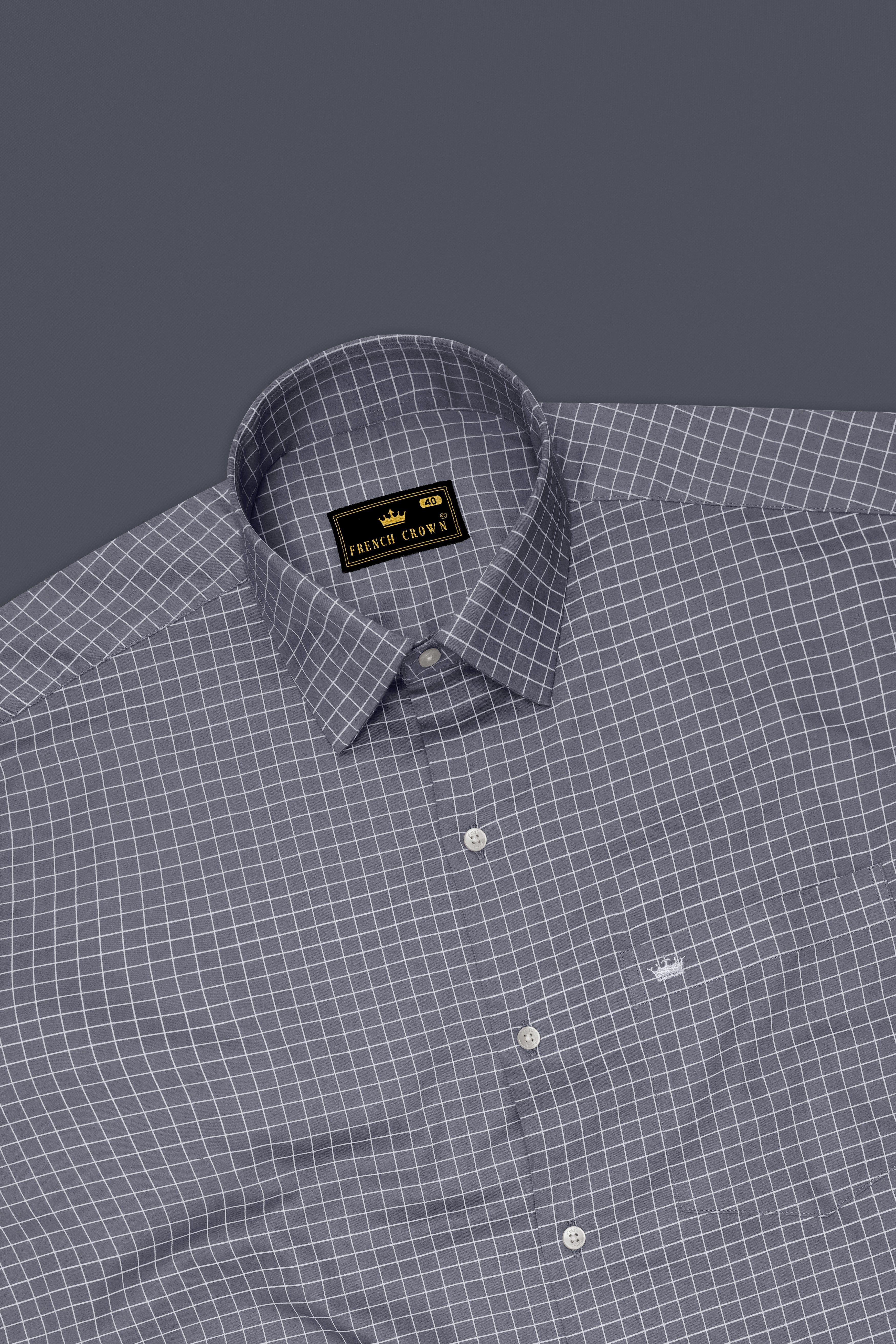 Sterling-Mobster Gray And Bright White Plaid Subtle Sheen Super Soft Premium Cotton Dress Shirt 14564-38, 14564-H-38, 14564-39, 14564-H-39, 14564-40, 14564-H-40, 14564-42, 14564-H-42, 14564-44, 14564-H-44, 14564-46, 14564-H-46, 14564-48, 14564-H-48, 14564-50, 14564-H-50, 14564-52, 14564-H-52