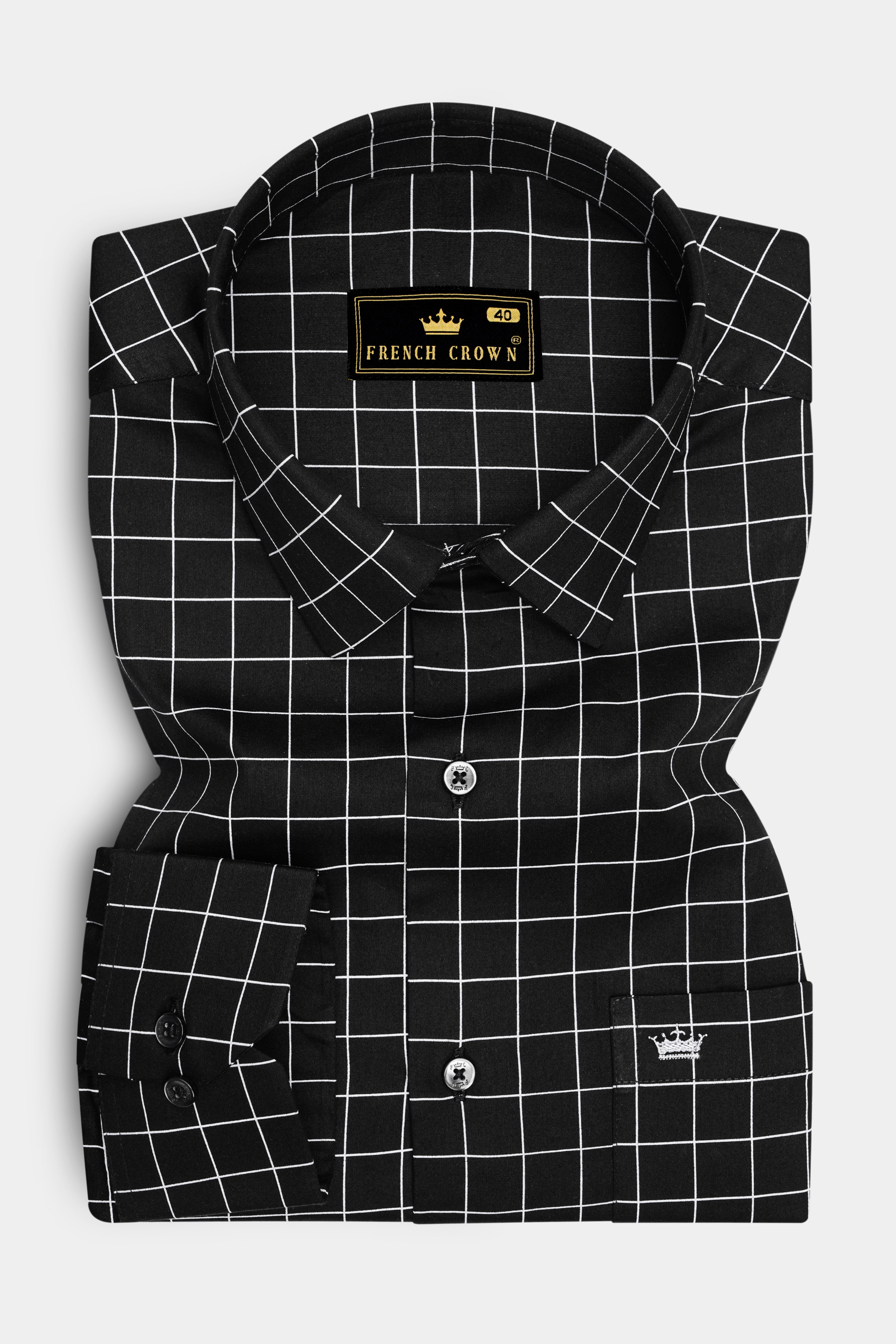 Obsidian-Jade Black And Bright White Windowpane Subtle Sheen Super Soft Premium Cotton Dress Shirt 14568-BLK-38, 14568-BLK-H-38, 14568-BLK-39, 14568-BLK-H-39, 14568-BLK-40, 14568-BLK-H-40, 14568-BLK-42, 14568-BLK-H-42, 14568-BLK-44, 14568-BLK-H-44, 14568-BLK-46, 14568-BLK-H-46, 14568-BLK-48, 14568-BLK-H-48, 14568-BLK-50, 14568-BLK-H-50, 14568-BLK-52, 14568-BLK-H-52