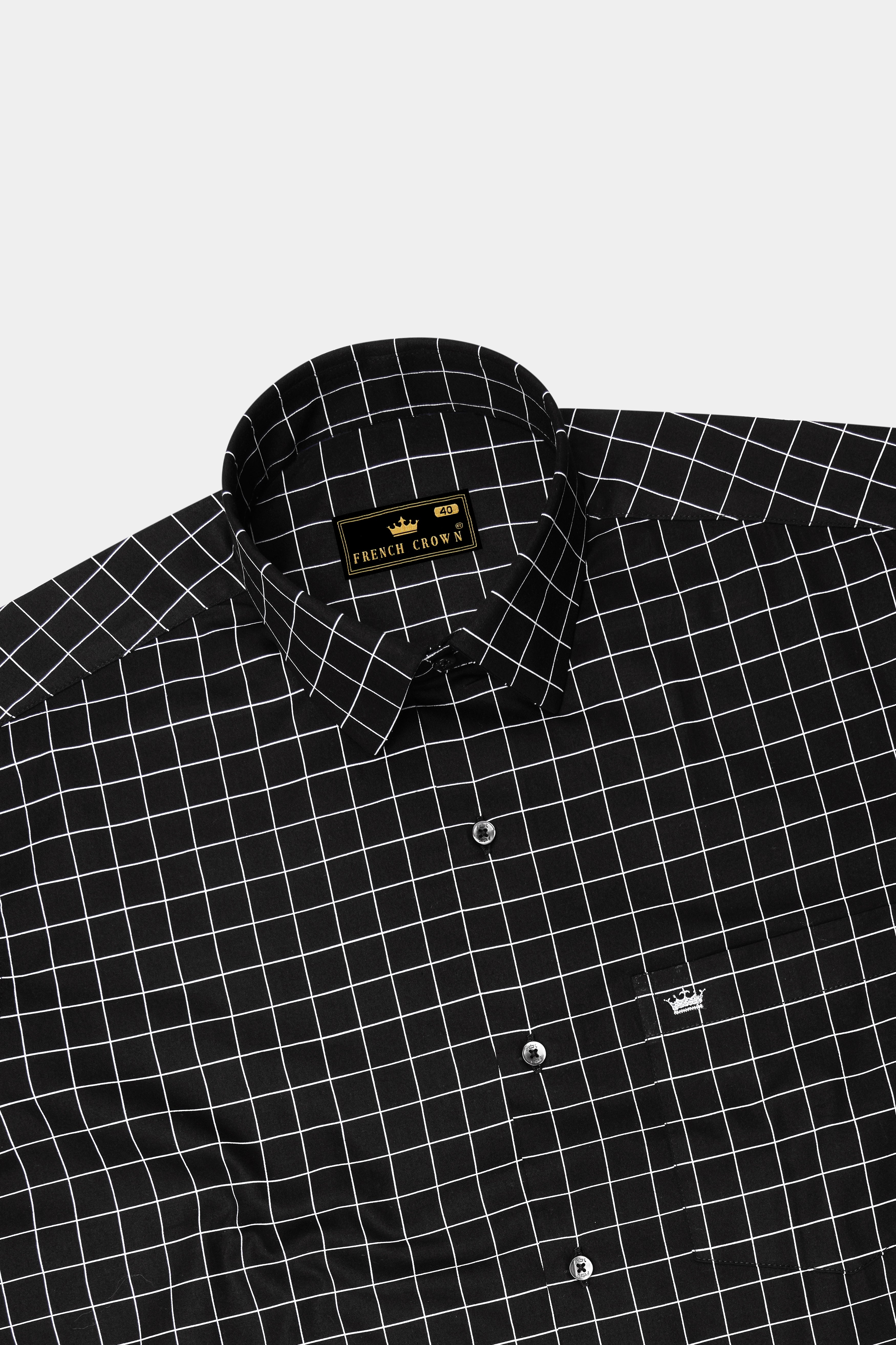 Obsidian-Jade Black And Bright White Windowpane Subtle Sheen Super Soft Premium Cotton Dress Shirt 14568-BLK-38, 14568-BLK-H-38, 14568-BLK-39, 14568-BLK-H-39, 14568-BLK-40, 14568-BLK-H-40, 14568-BLK-42, 14568-BLK-H-42, 14568-BLK-44, 14568-BLK-H-44, 14568-BLK-46, 14568-BLK-H-46, 14568-BLK-48, 14568-BLK-H-48, 14568-BLK-50, 14568-BLK-H-50, 14568-BLK-52, 14568-BLK-H-52