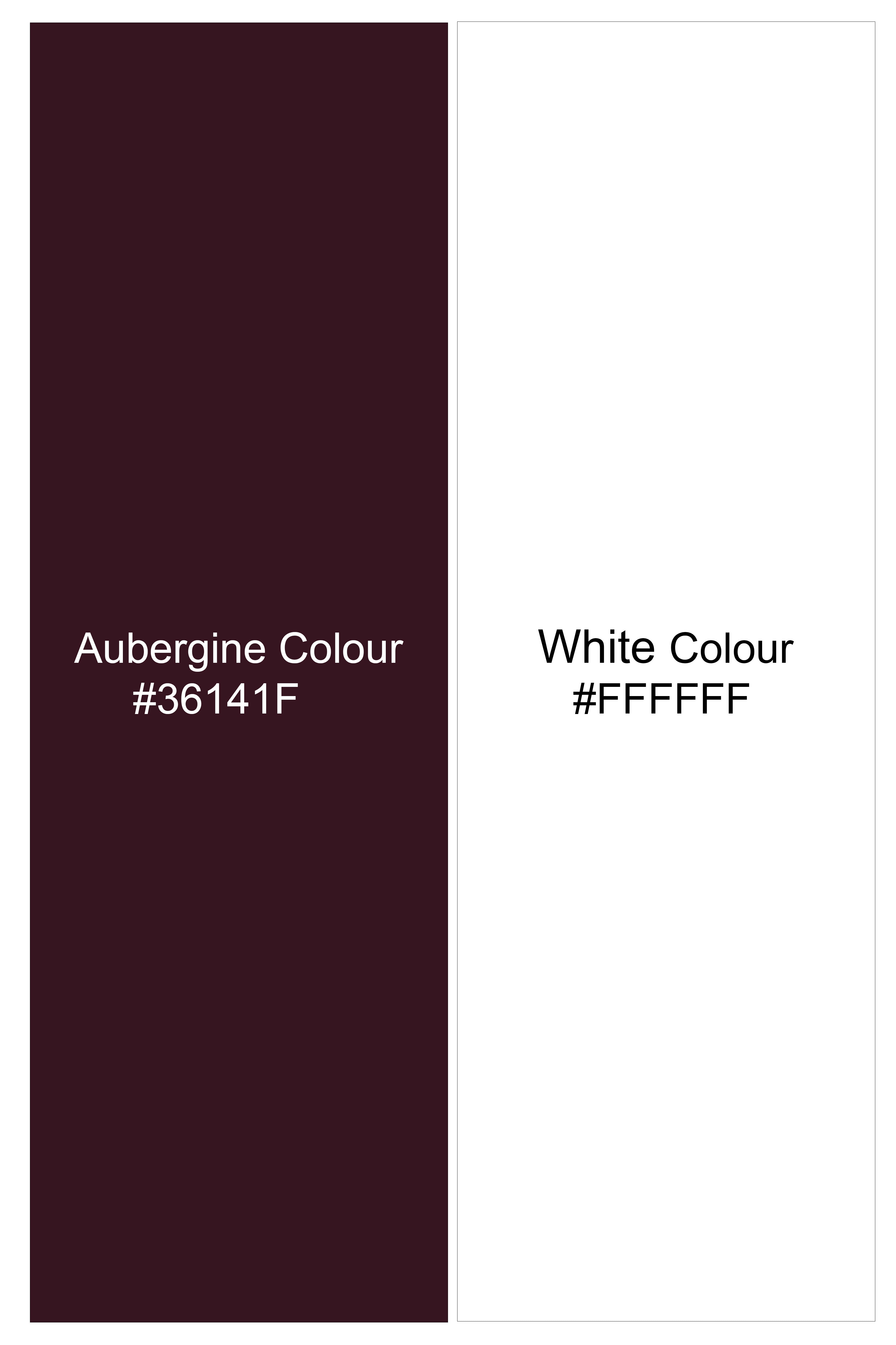 Claret-Aubergine Maroon And Bright White Pin Striped Subtle Sheen Soft Premium Cotton Dress Shirt