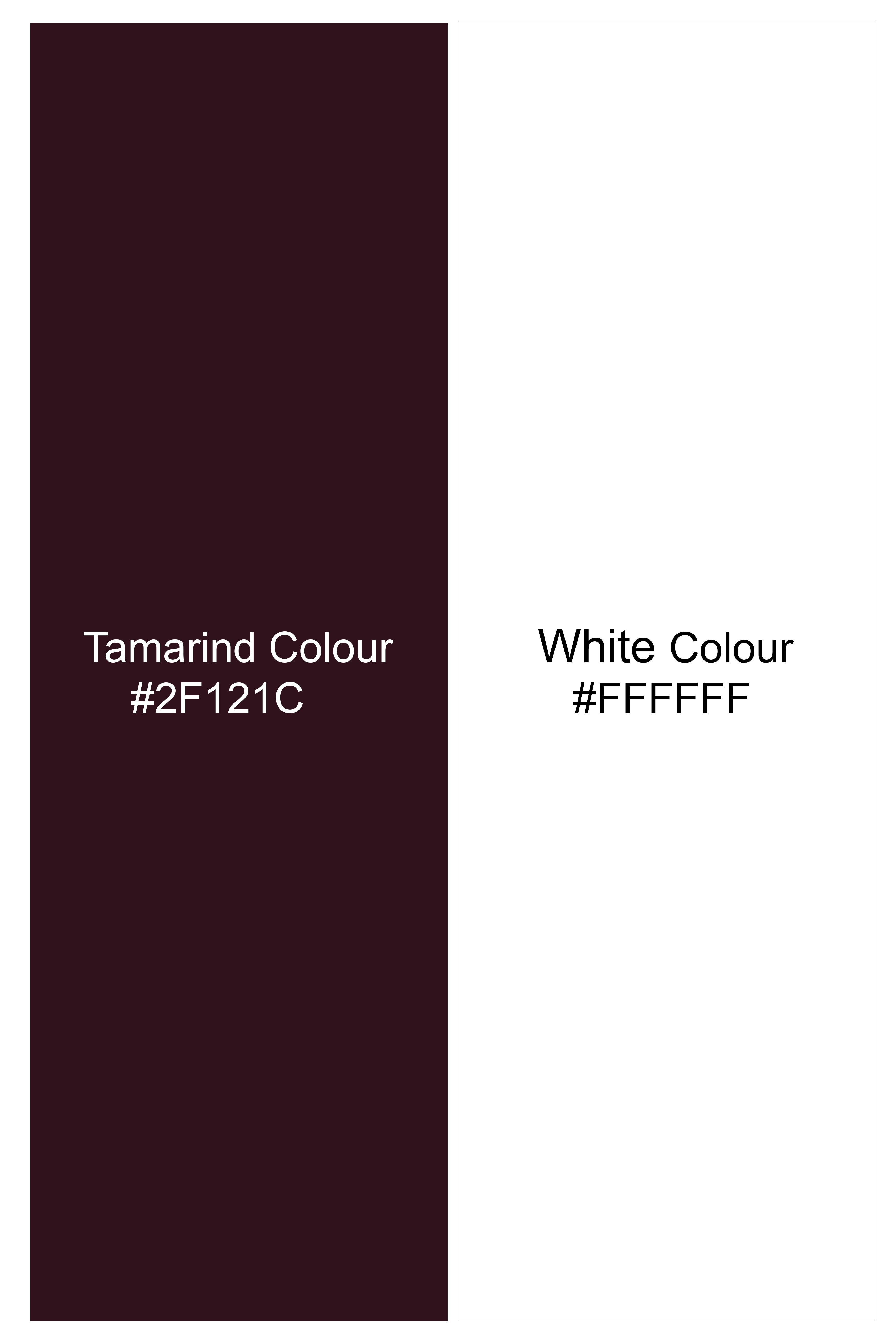 Garnet-Tamarind Maroon And Bright White Windowpane Subtle Sheen Soft Premium Cotton Dress Shirt