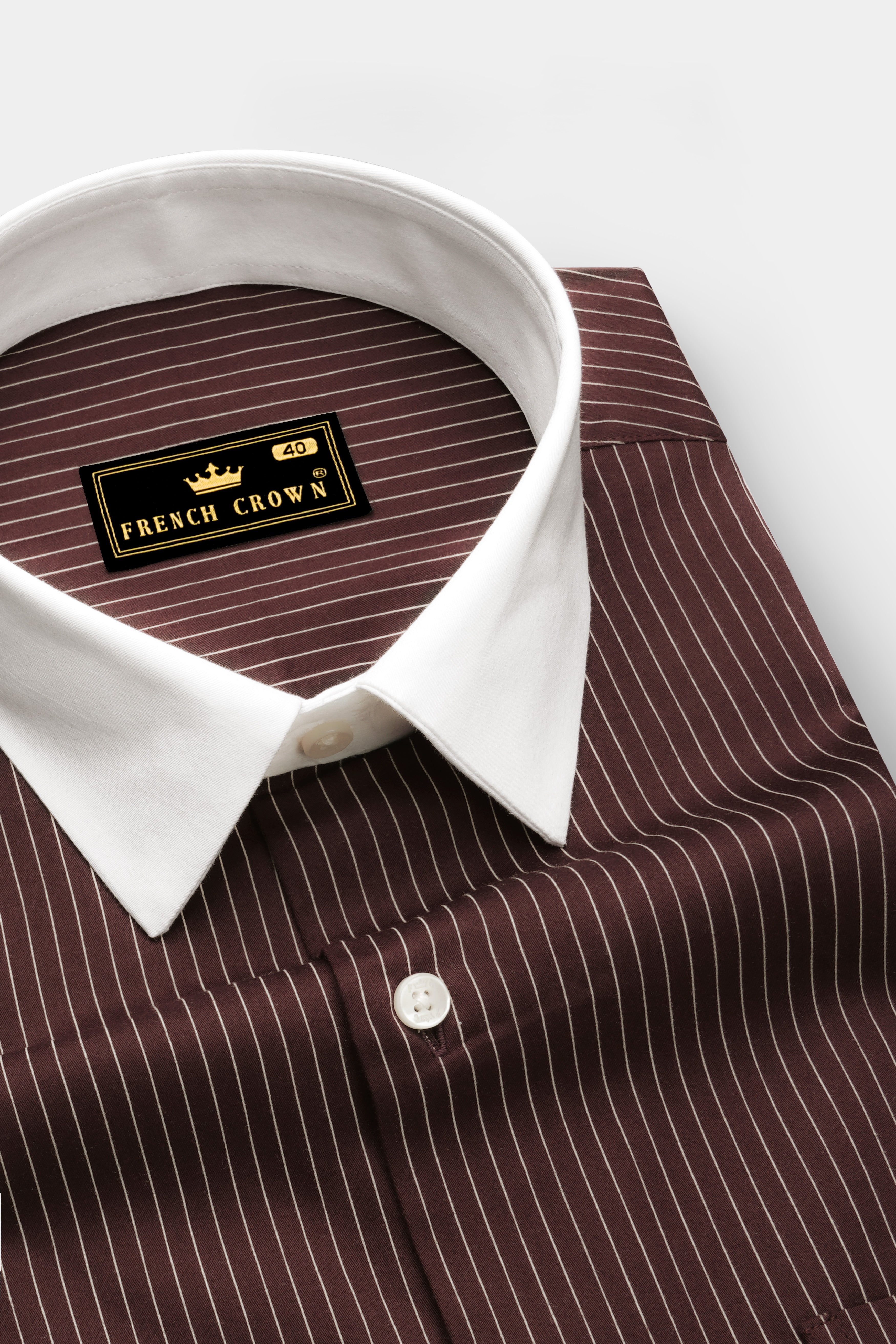 Umber-Bistre Brown And Bright White Pin Striped Subtle Sheen Super Soft Premium Cotton Dress White Cuff Collar Shirt 14580-WCC-38, 14580-WCC-H-38, 14580-WCC-39, 14580-WCC-H-39, 14580-WCC-40, 14580-WCC-H-40, 14580-WCC-42, 14580-WCC-H-42, 14580-WCC-44, 14580-WCC-H-44, 14580-WCC-46, 14580-WCC-H-46, 14580-WCC-48, 14580-WCC-H-48, 14580-WCC-50, 14580-WCC-H-50, 14580-WCC-52, 14580-WCC-H-52