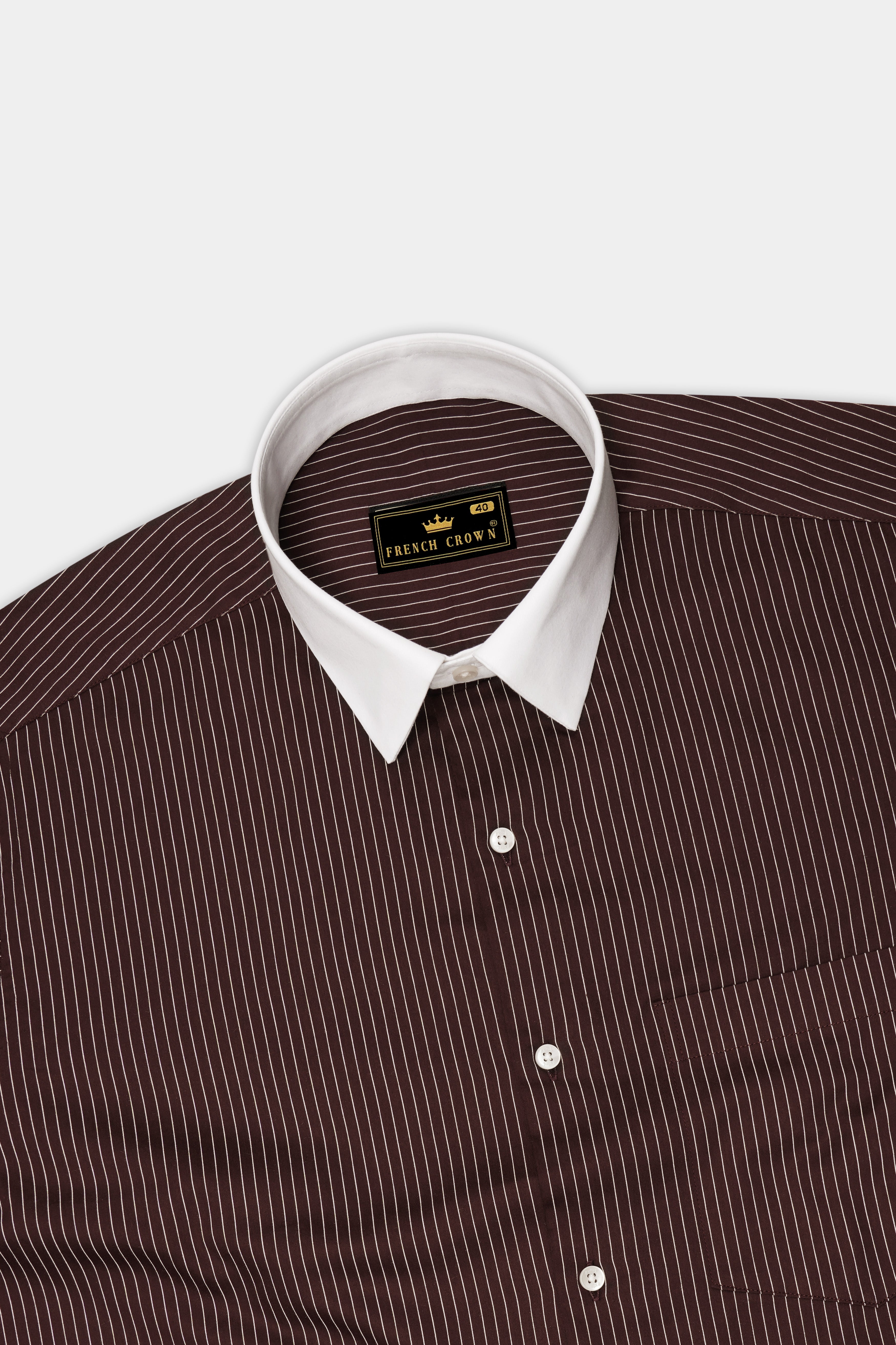Umber-Bistre Brown And Bright White Pin Striped Subtle Sheen Super Soft Premium Cotton Dress White Cuff Collar Shirt 14580-WCC-38, 14580-WCC-H-38, 14580-WCC-39, 14580-WCC-H-39, 14580-WCC-40, 14580-WCC-H-40, 14580-WCC-42, 14580-WCC-H-42, 14580-WCC-44, 14580-WCC-H-44, 14580-WCC-46, 14580-WCC-H-46, 14580-WCC-48, 14580-WCC-H-48, 14580-WCC-50, 14580-WCC-H-50, 14580-WCC-52, 14580-WCC-H-52