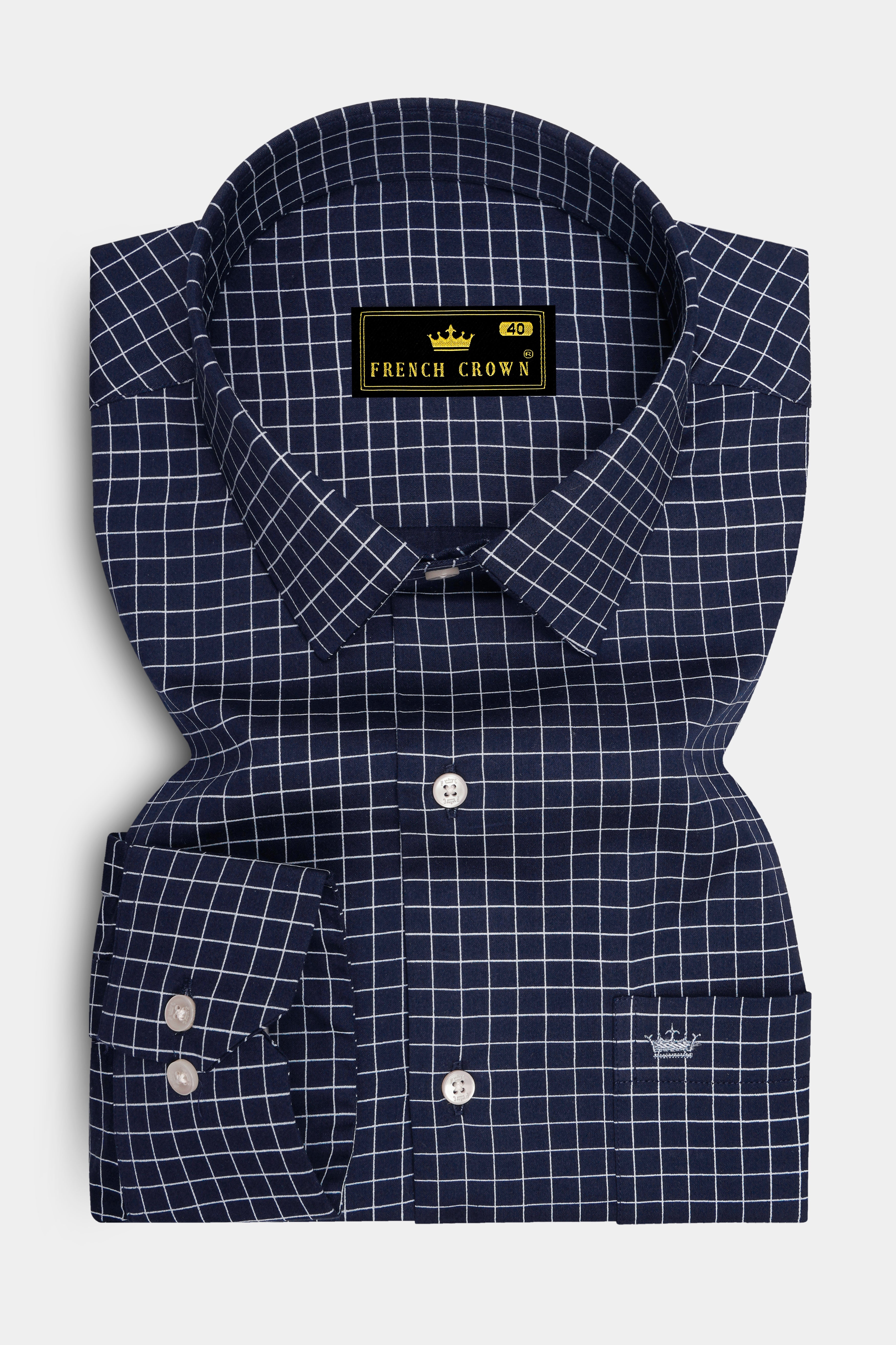 Drift-Cinder Blue And Bright White Plaid Subtle Sheen Super Soft Premium Cotton Dress Shirt 14584-38, 14584-H-38, 14584-39, 14584-H-39, 14584-40, 14584-H-40, 14584-42, 14584-H-42, 14584-44, 14584-H-44, 14584-46, 14584-H-46, 14584-48, 14584-H-48, 14584-50, 14584-H-50, 14584-52, 14584-H-52
