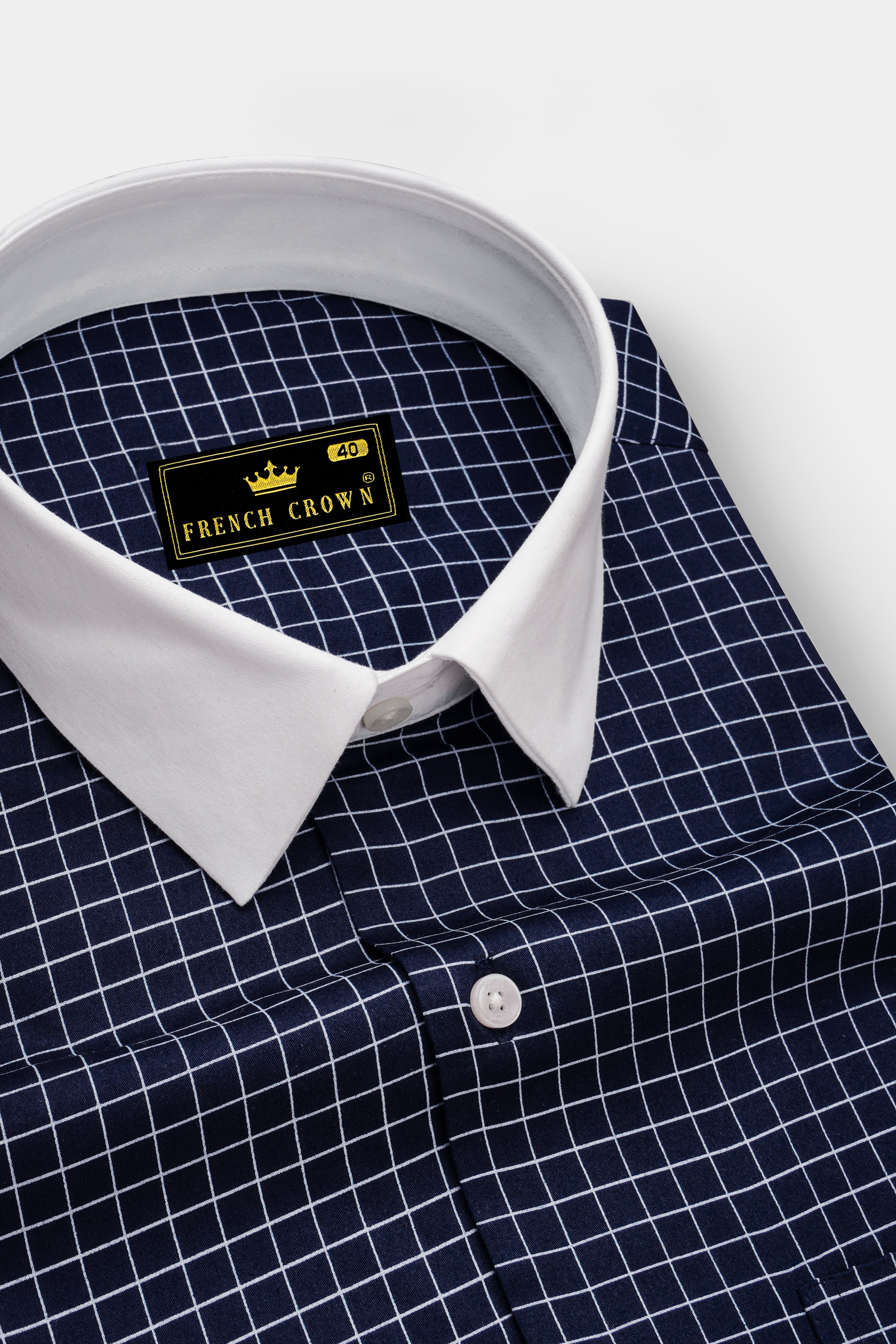 Drift-Cinder Blue And Bright White Plaid Subtle Sheen Super Soft Premium Cotton Dress White Cuff Collar Shirt 14585-WCC-38, 14585-WCC-H-38, 14585-WCC-39, 14585-WCC-H-39, 14585-WCC-40, 14585-WCC-H-40, 14585-WCC-42, 14585-WCC-H-42, 14585-WCC-44, 14585-WCC-H-44, 14585-WCC-46, 14585-WCC-H-46, 14585-WCC-48, 14585-WCC-H-48, 14585-WCC-50, 14585-WCC-H-50, 14585-WCC-52, 14585-WCC-H-52