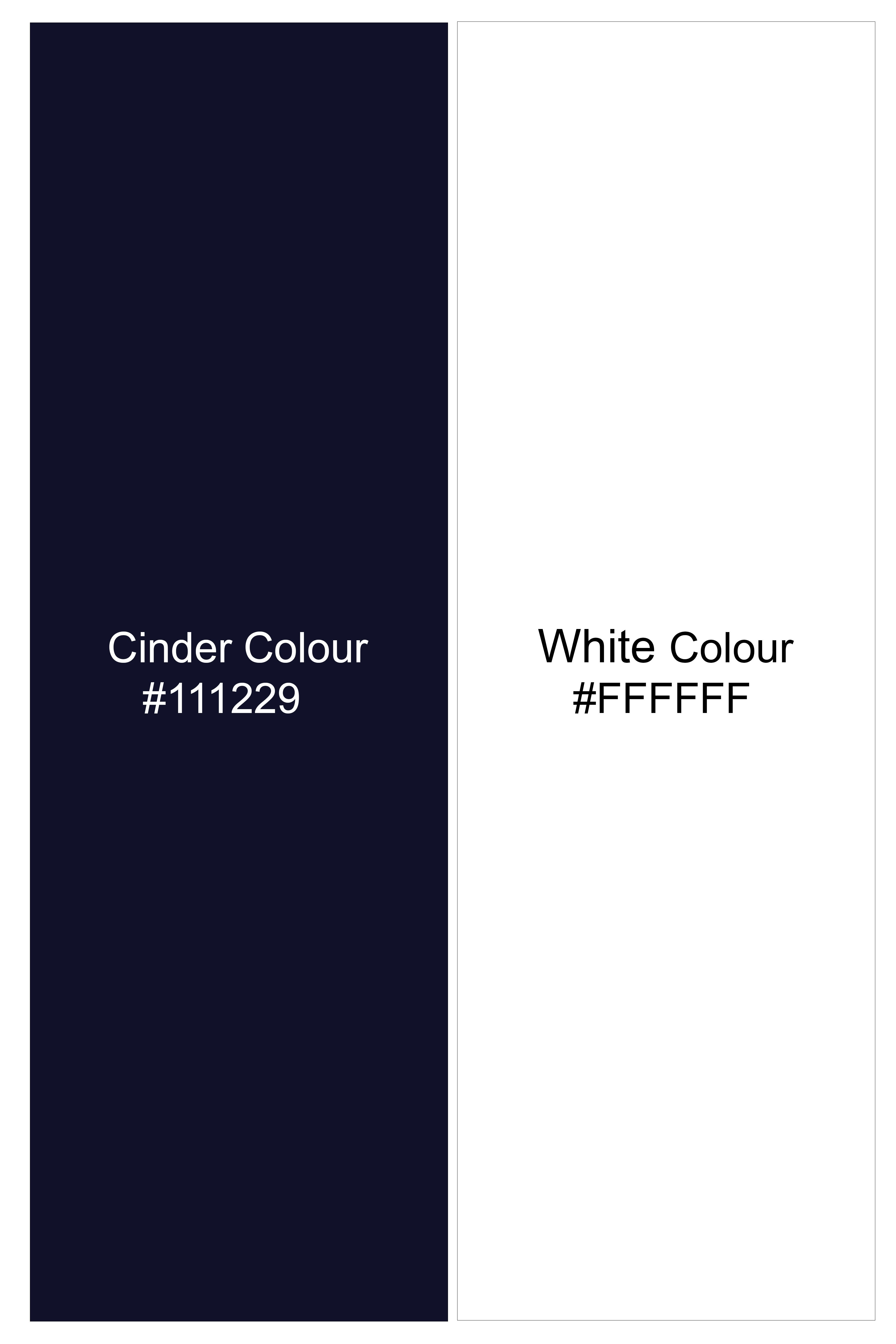 Drift-Cinder Blue And Bright White Plaid Subtle Sheen Super Soft Premium Cotton Dress White Cuff Collar Shirt