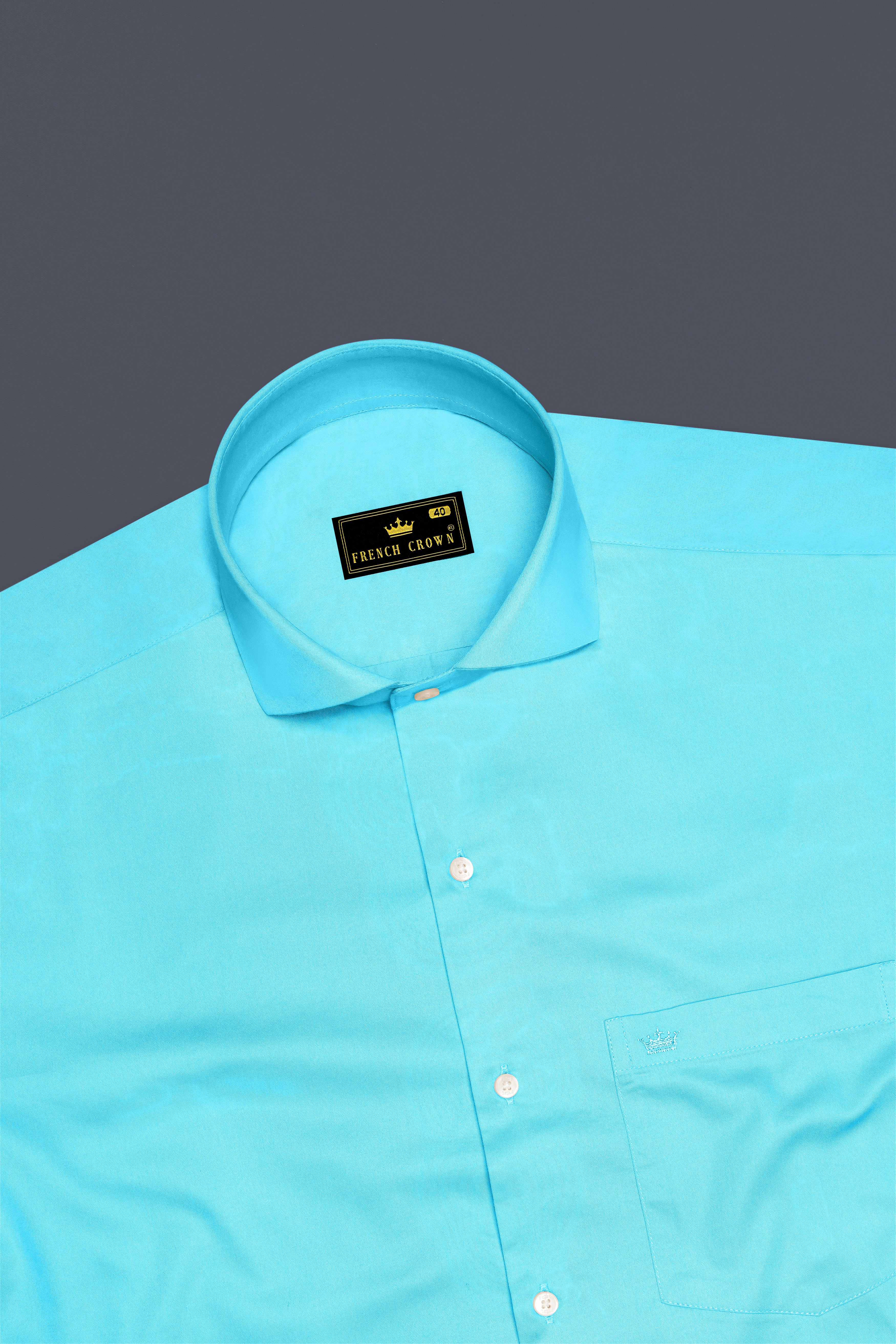 Azure-Columbia Blue Subtle Sheen Super Soft Premium Cotton Cut Away Collar Dress Shirt