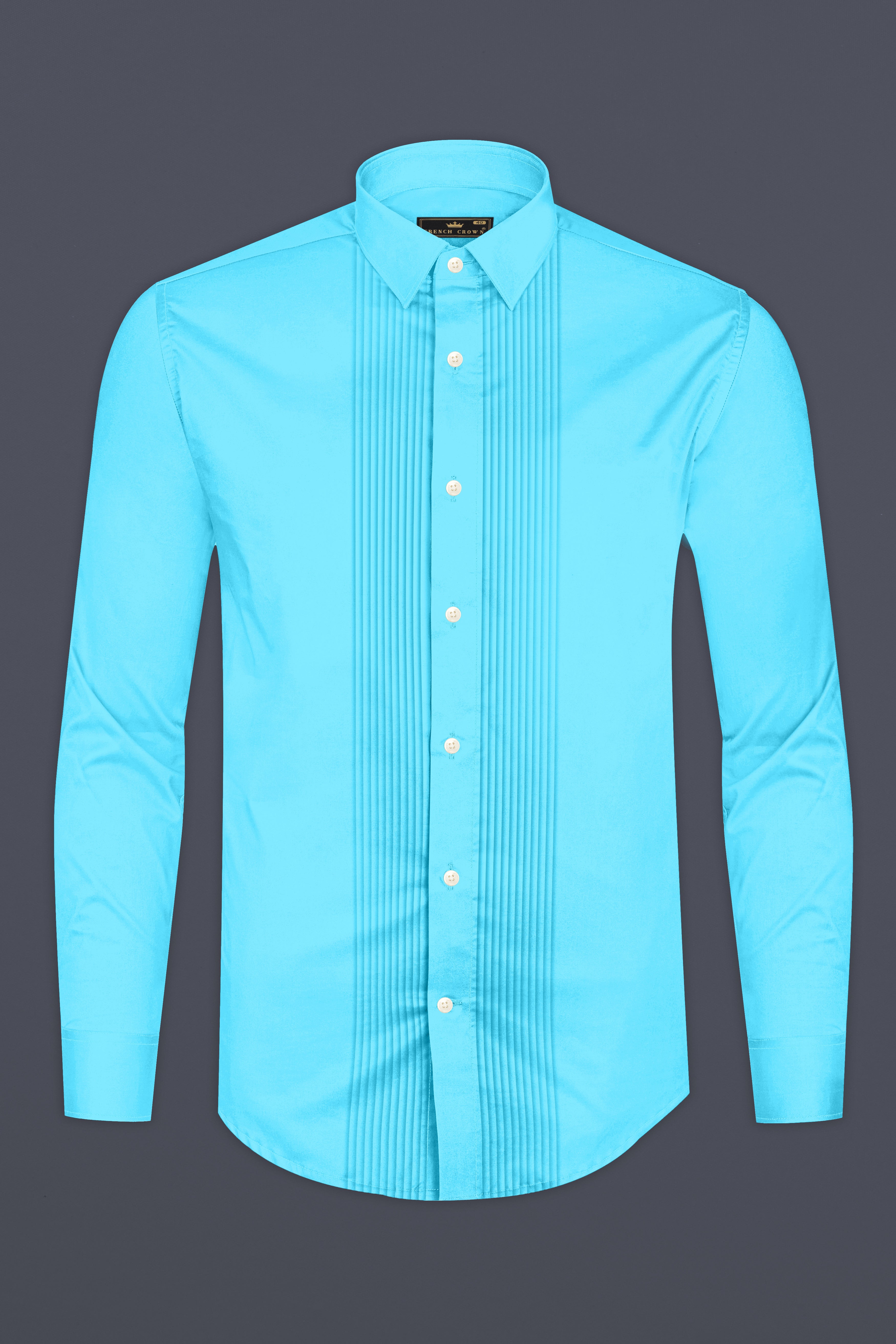 Azure-Columbia Blue Subtle Sheen Super Soft Premium Cotton Tuxedo Dress Shirt