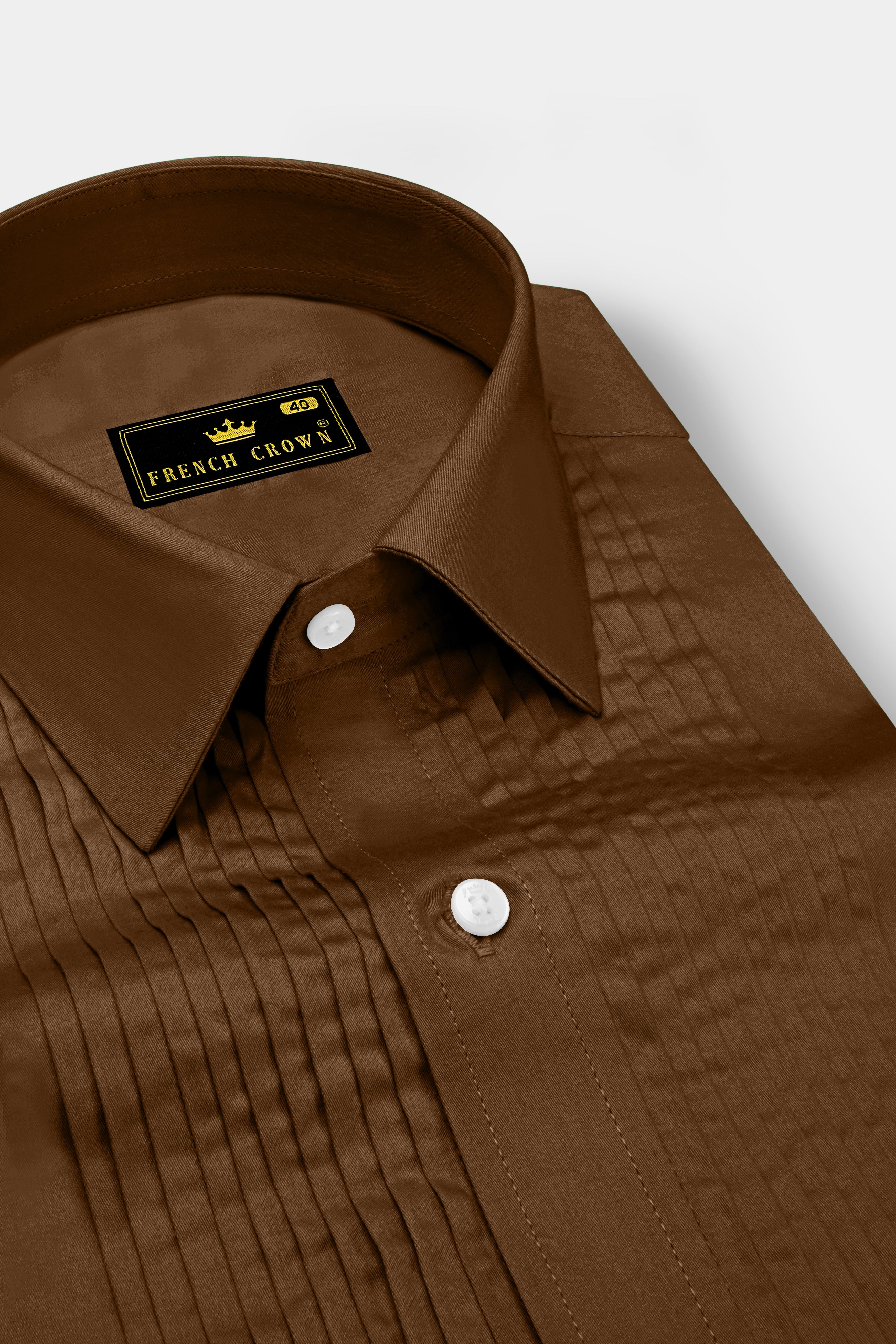 Umber-Otter Brown Subtle Sheen Super Soft Premium Cotton Tuxedo Dress Shirt