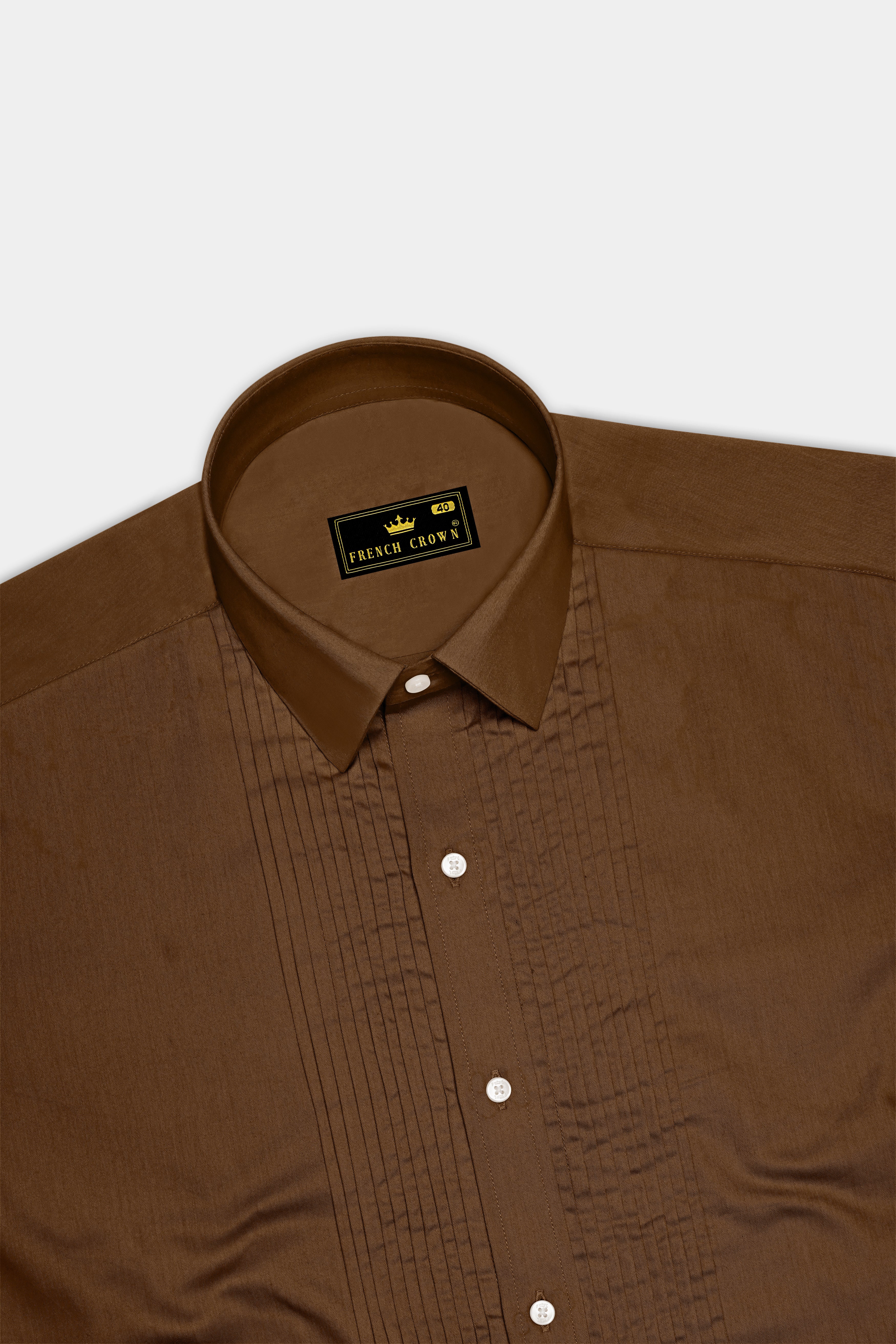 Umber-Otter Brown Subtle Sheen Super Soft Premium Cotton Tuxedo Dress Shirt