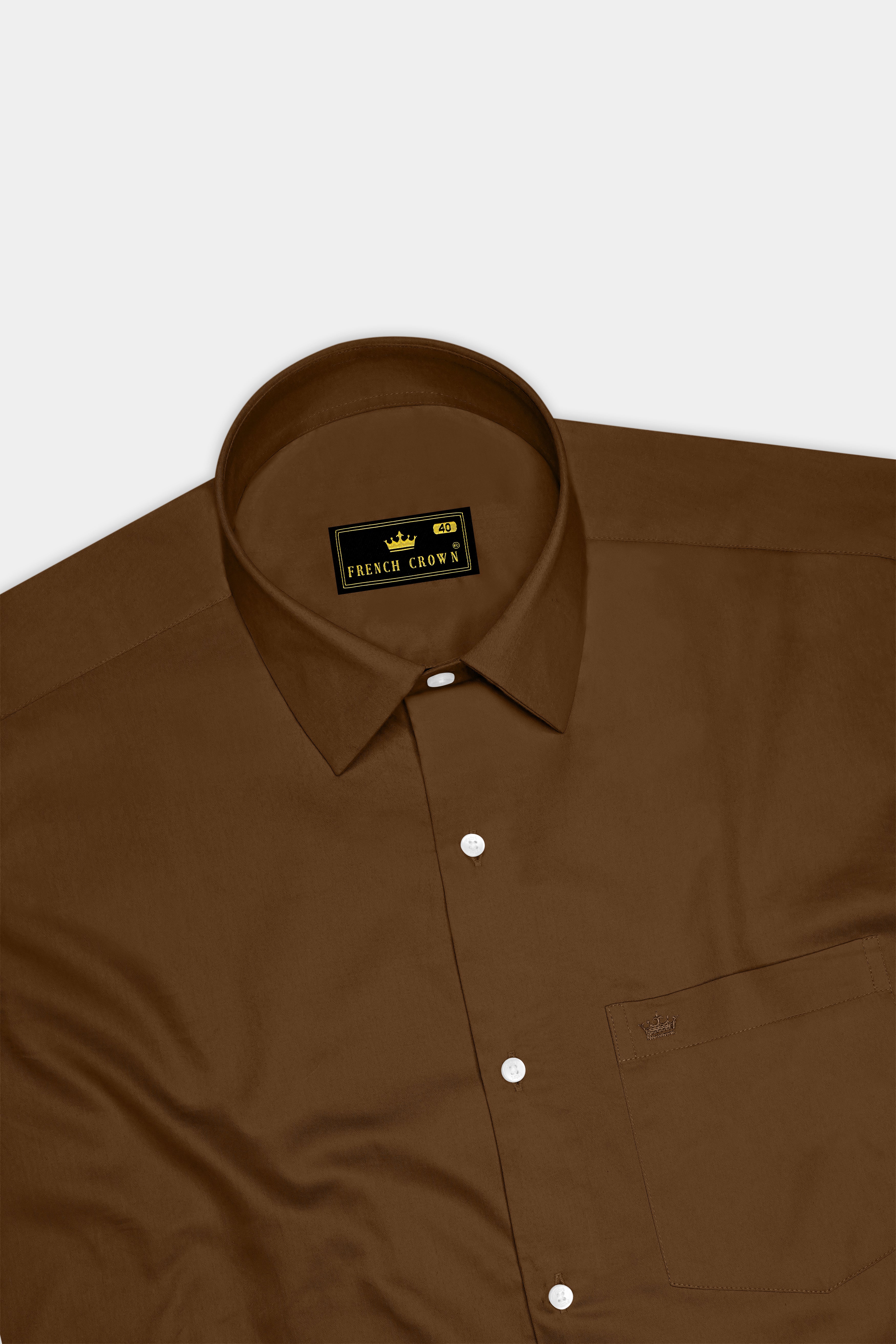 Umber-Otter Brown Subtle Sheen Super Soft Premium Cotton Dress Shirt