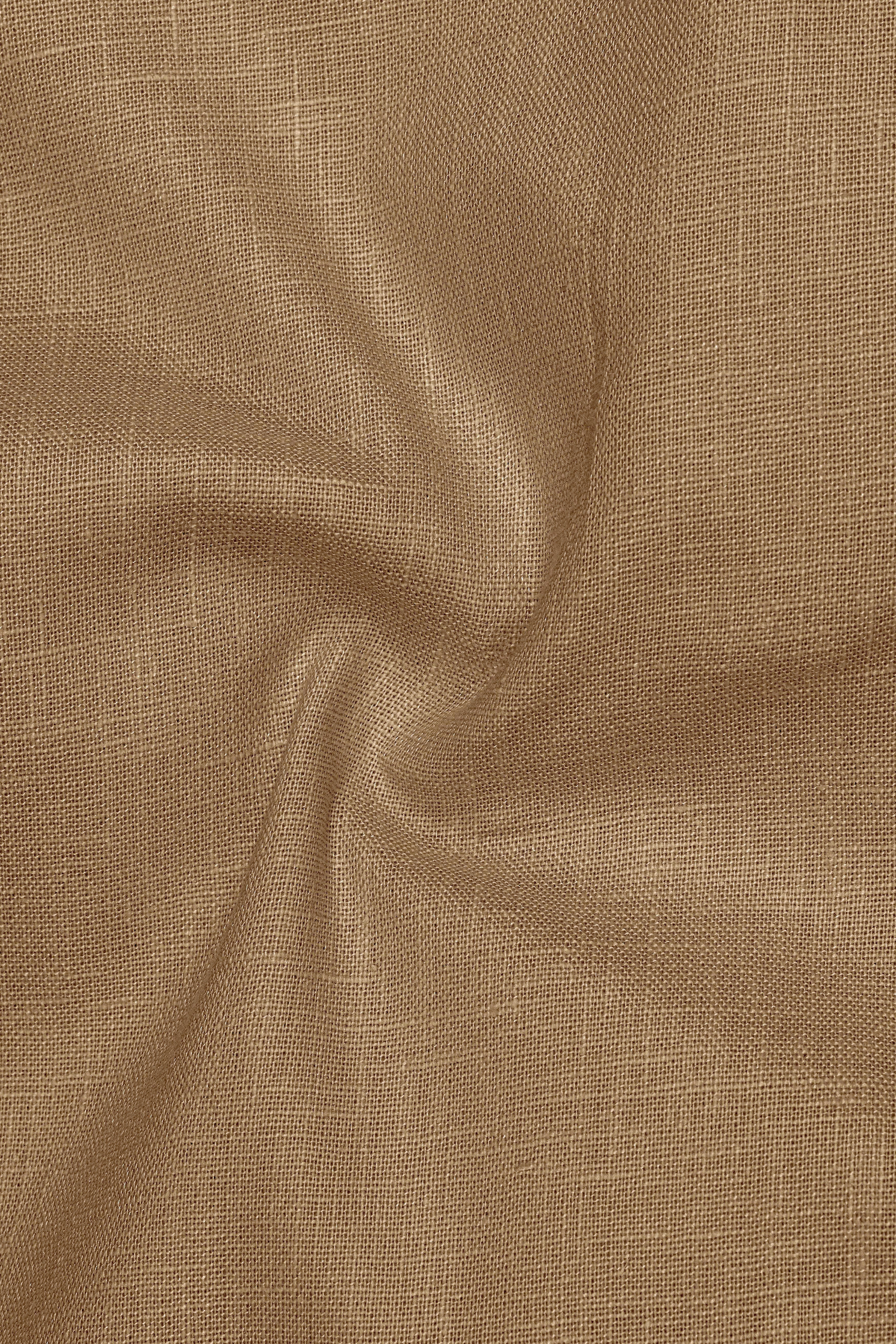 Toast-Pastel Brown Luxurious Linen Mandarin Dress Shirt