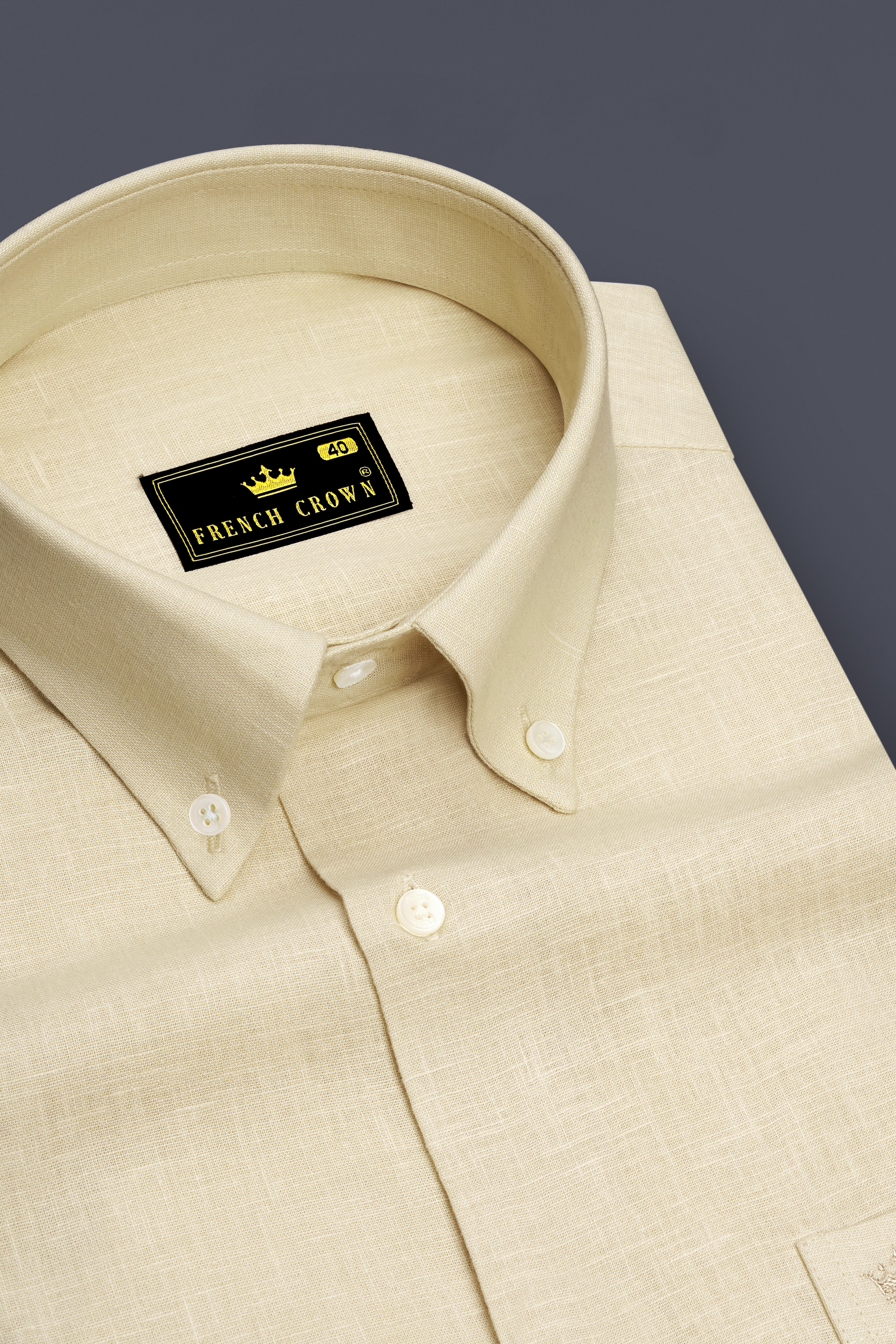 Vanille-Zorba Cream Luxurious Linen Button Down Dress Shirt