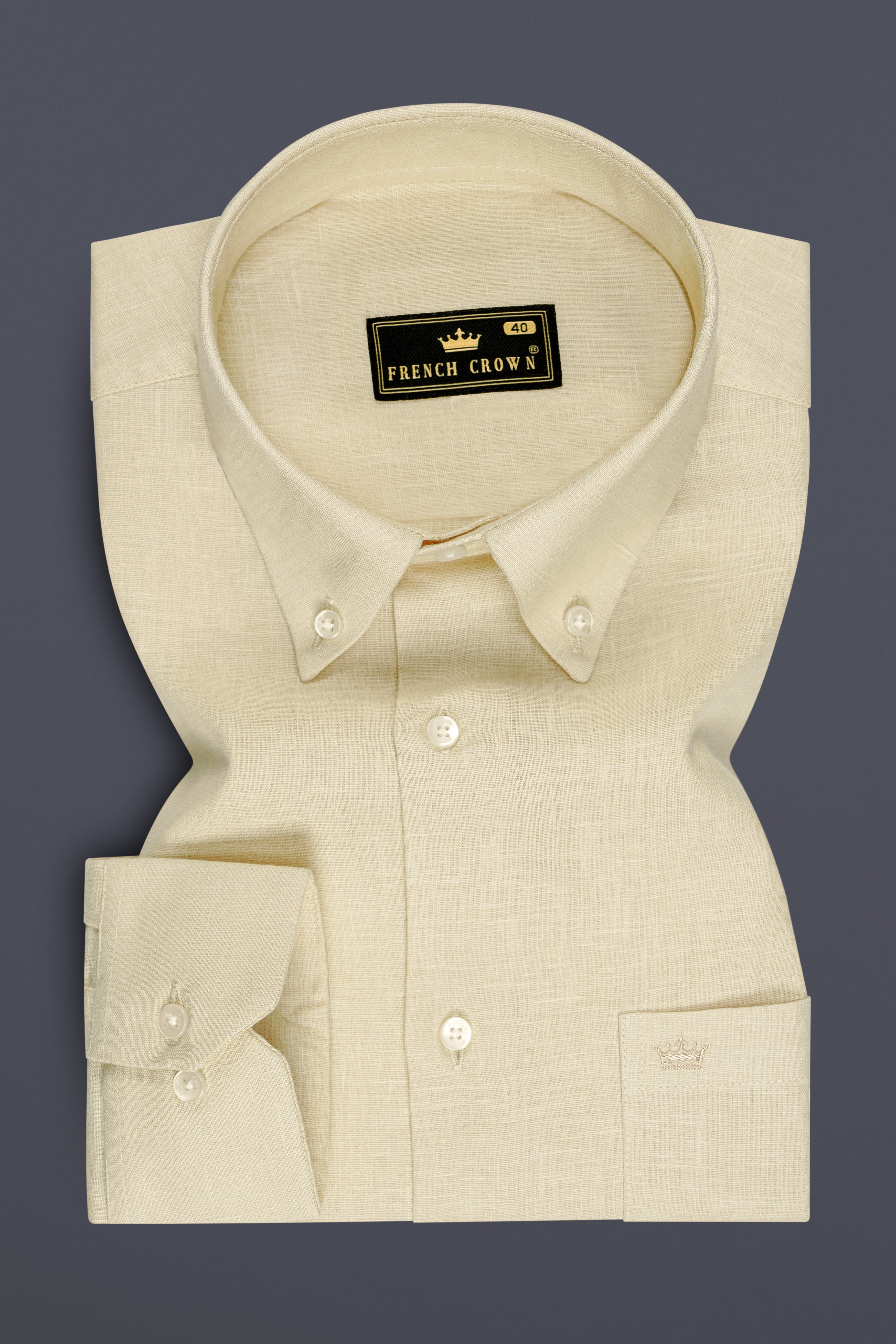 Vanille-Zorba Cream Luxurious Linen Button Down Dress Shirt