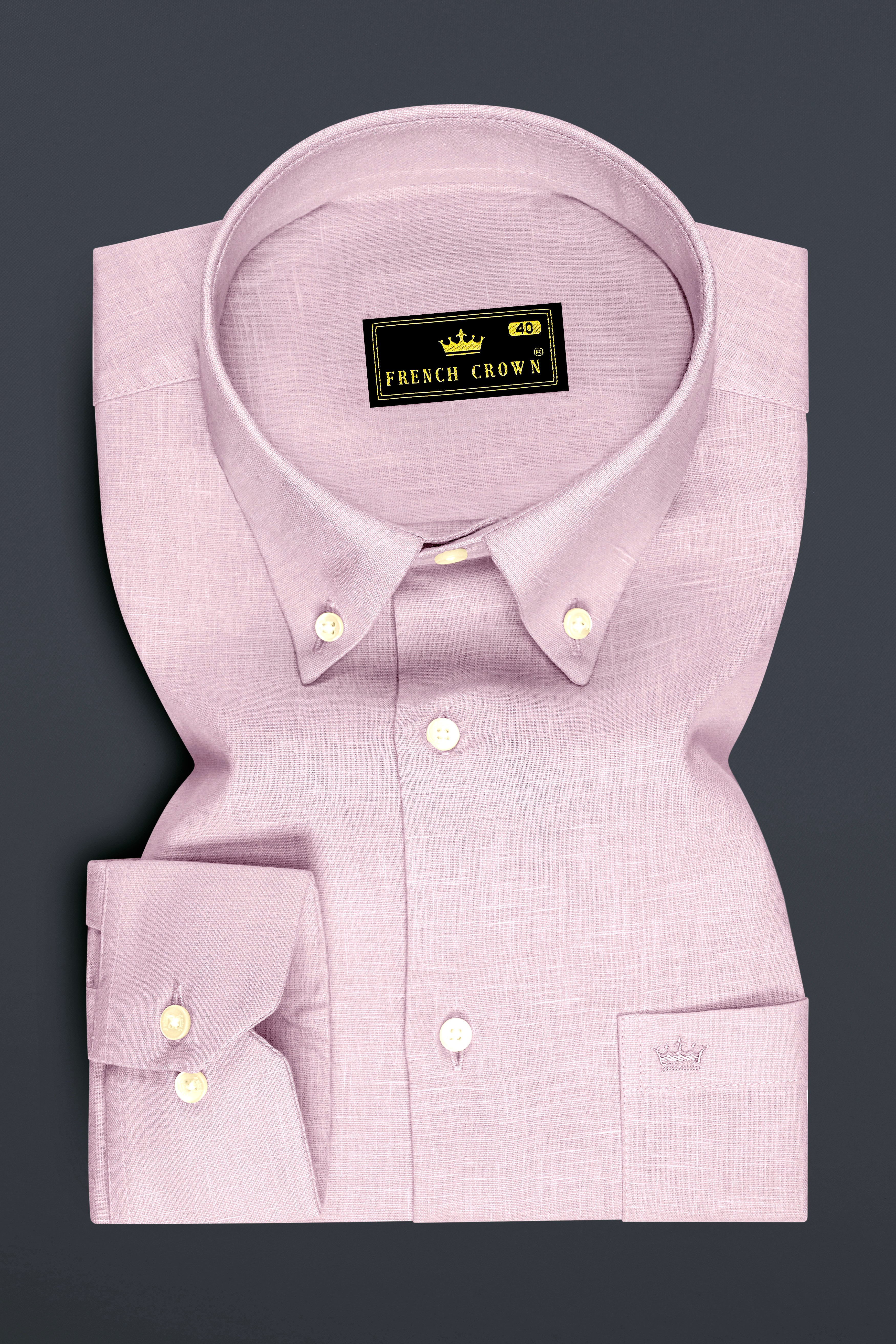 Zenith-Maverick Pink Luxurious Linen Button Down Dress Shirt