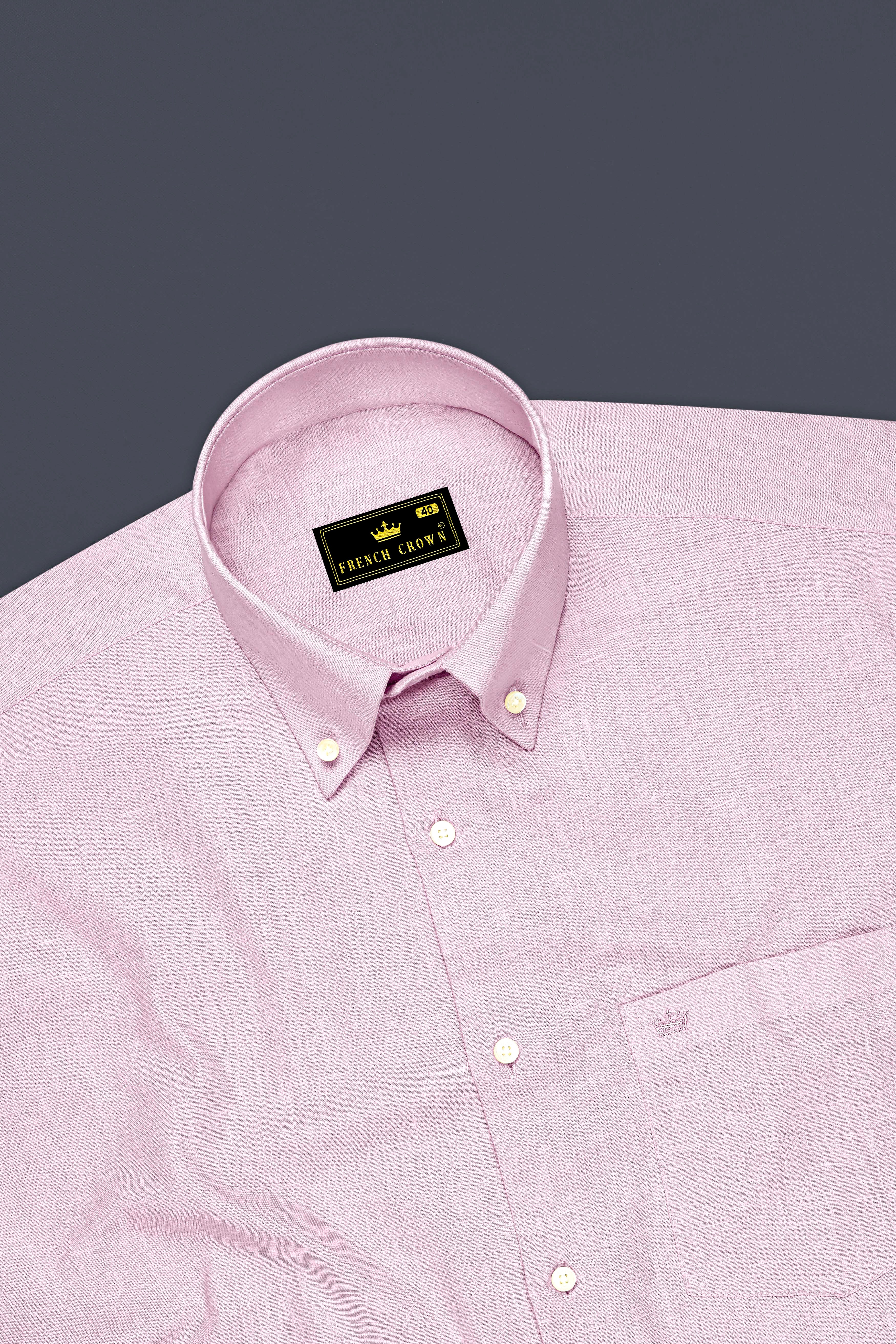Zenith-Maverick Pink Luxurious Linen Button Down Dress Shirt
