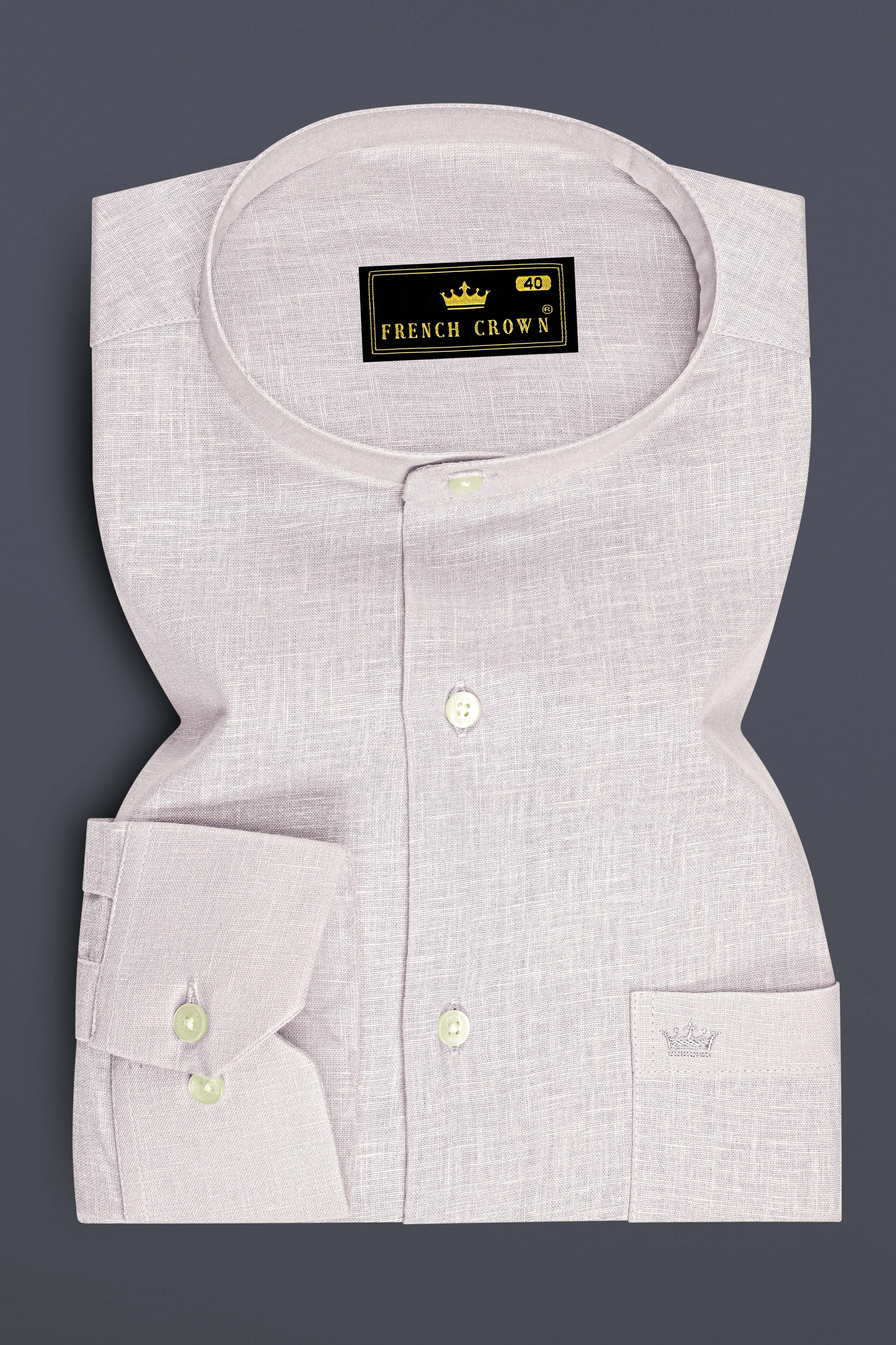 Anchor-Pearl Bush Gray Luxurious Linen Mandarin Dress Shirt