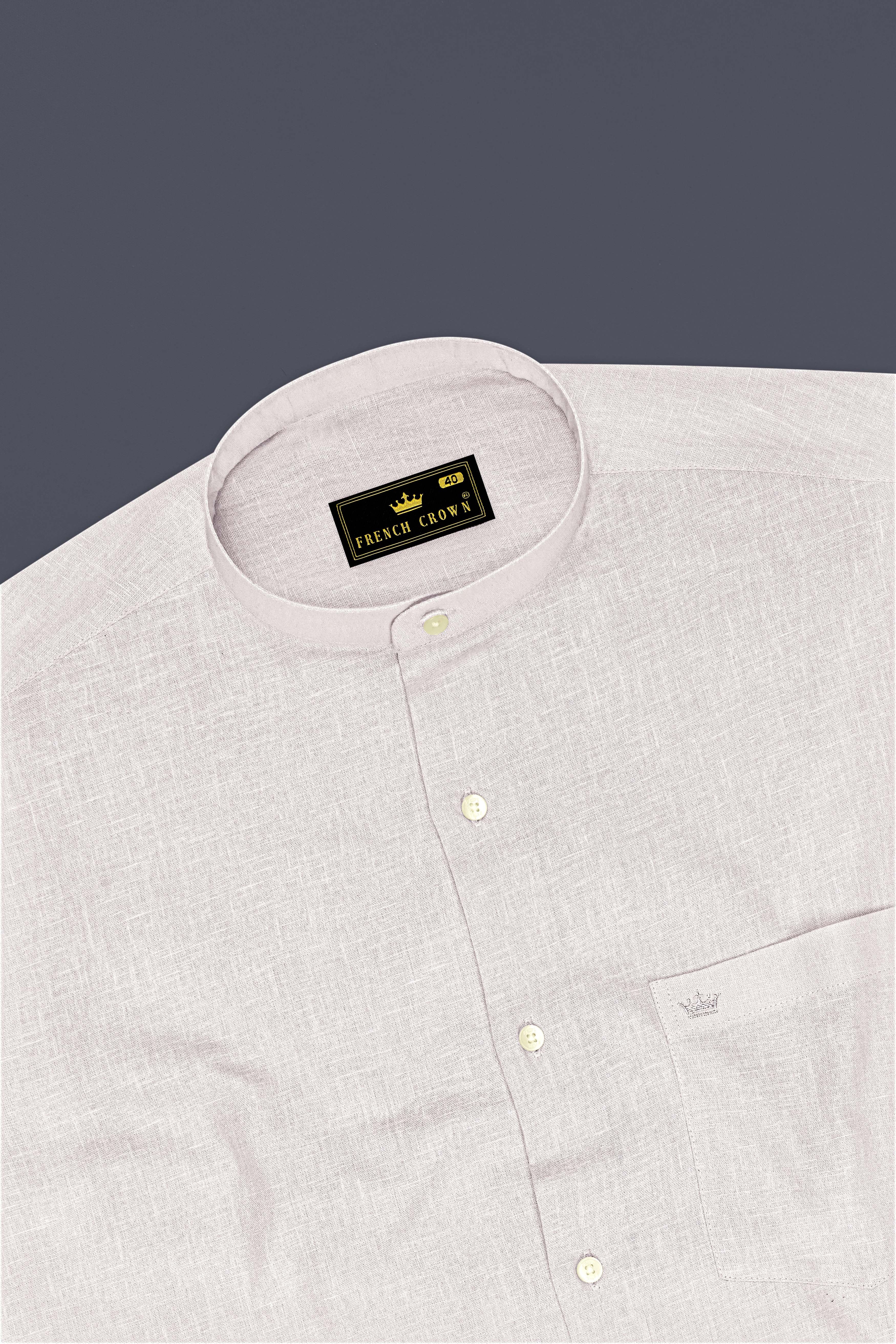 Anchor-Pearl Bush Gray Luxurious Linen Mandarin Dress Shirt