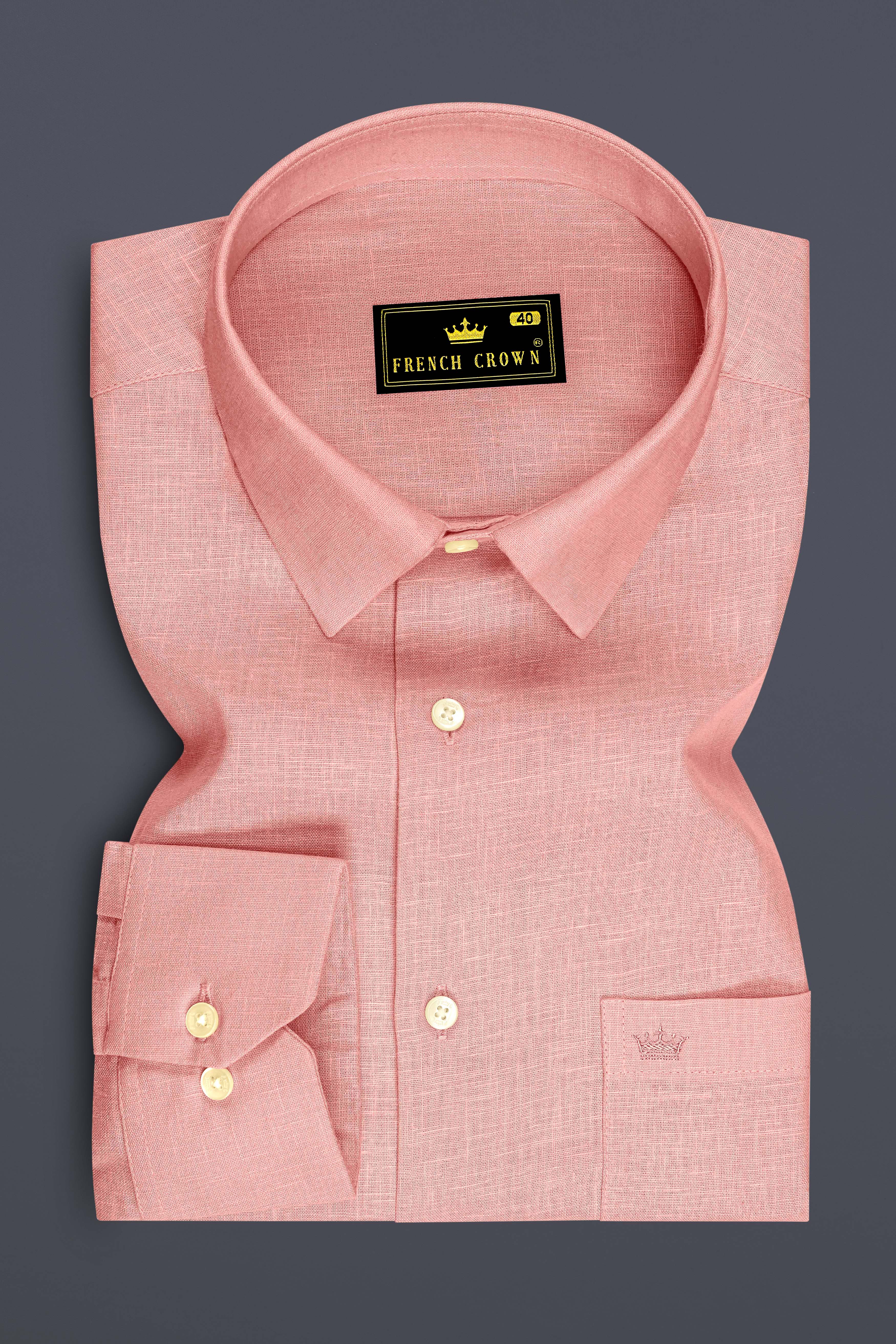 Apricot-Oriental Peach Luxurious Linen Dress Shirt