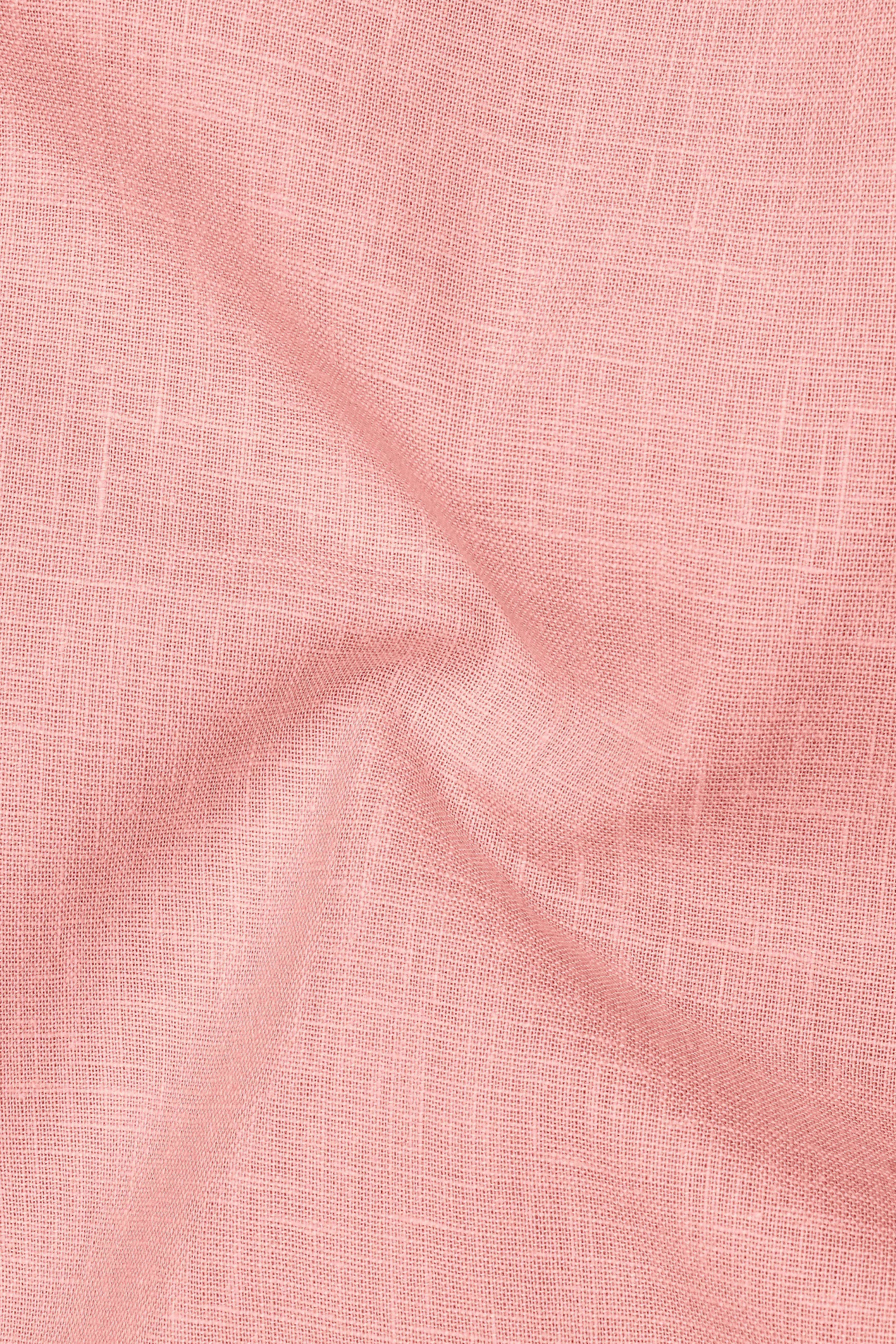 Apricot-Oriental Peach Luxurious Linen Mandarin Dress Shirt