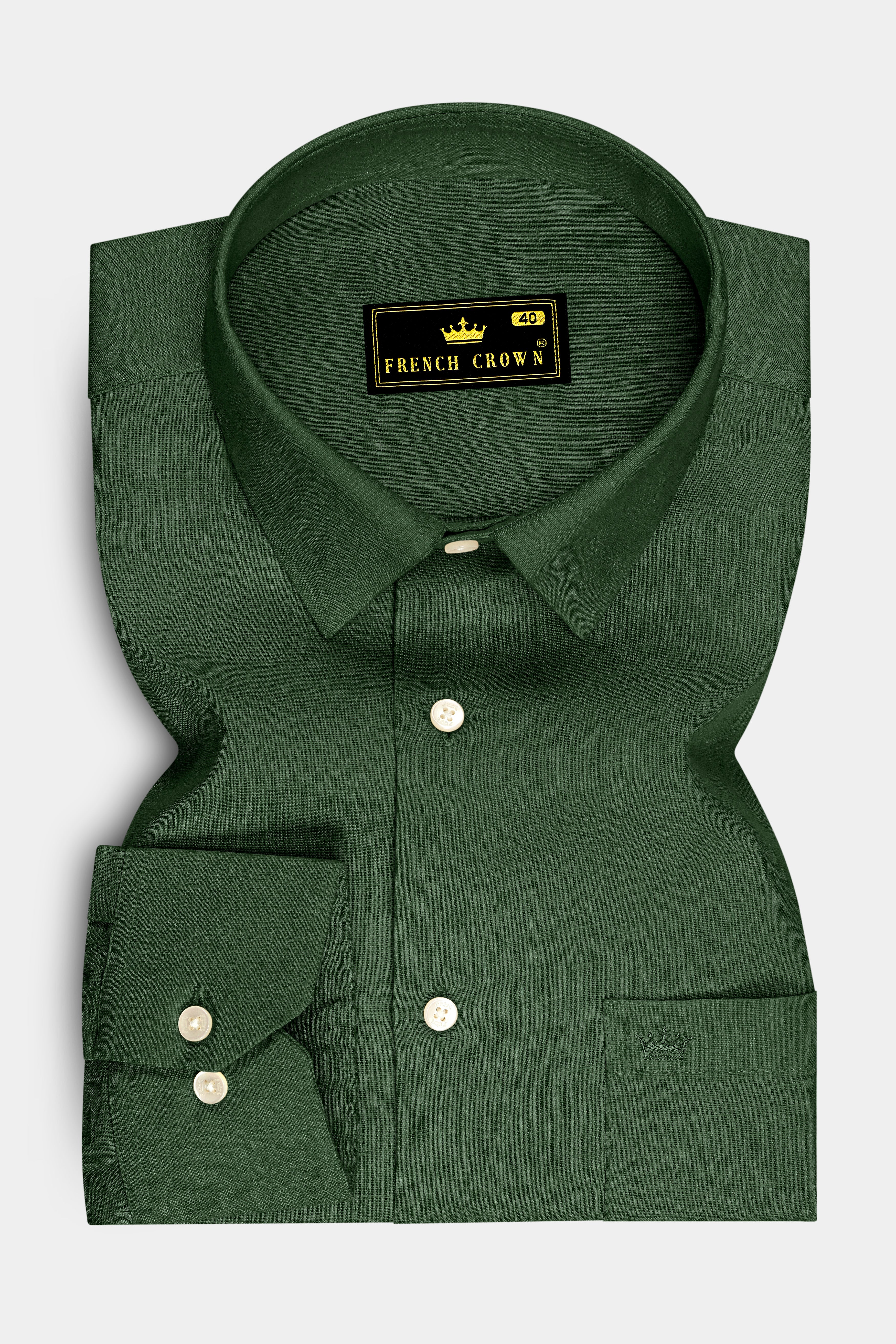 Orbit-Space Green Luxurious Linen Dress Shirt