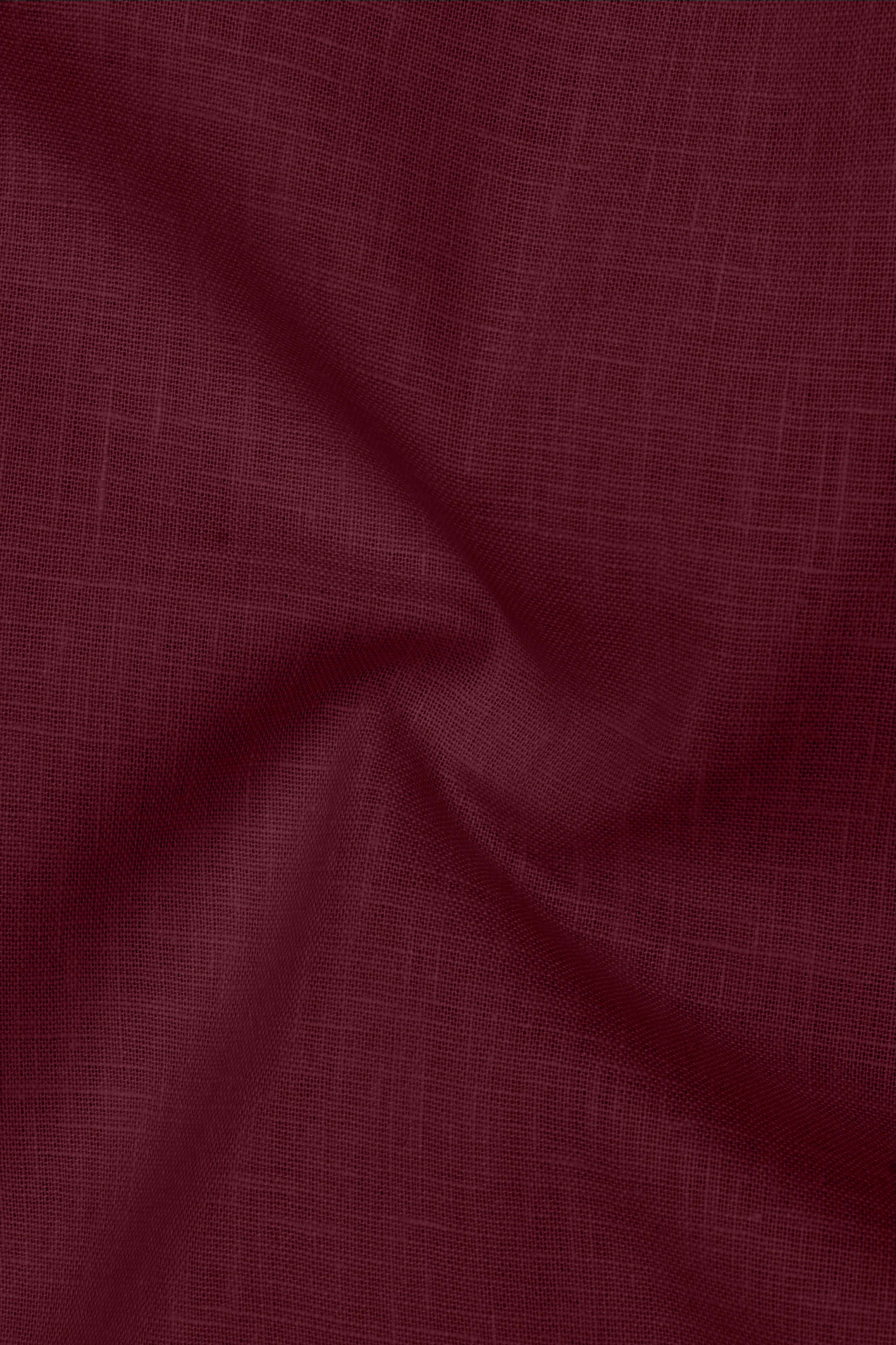 Merlot-Wine Berry Maroon Luxurious Linen Button Down Dress Shirt