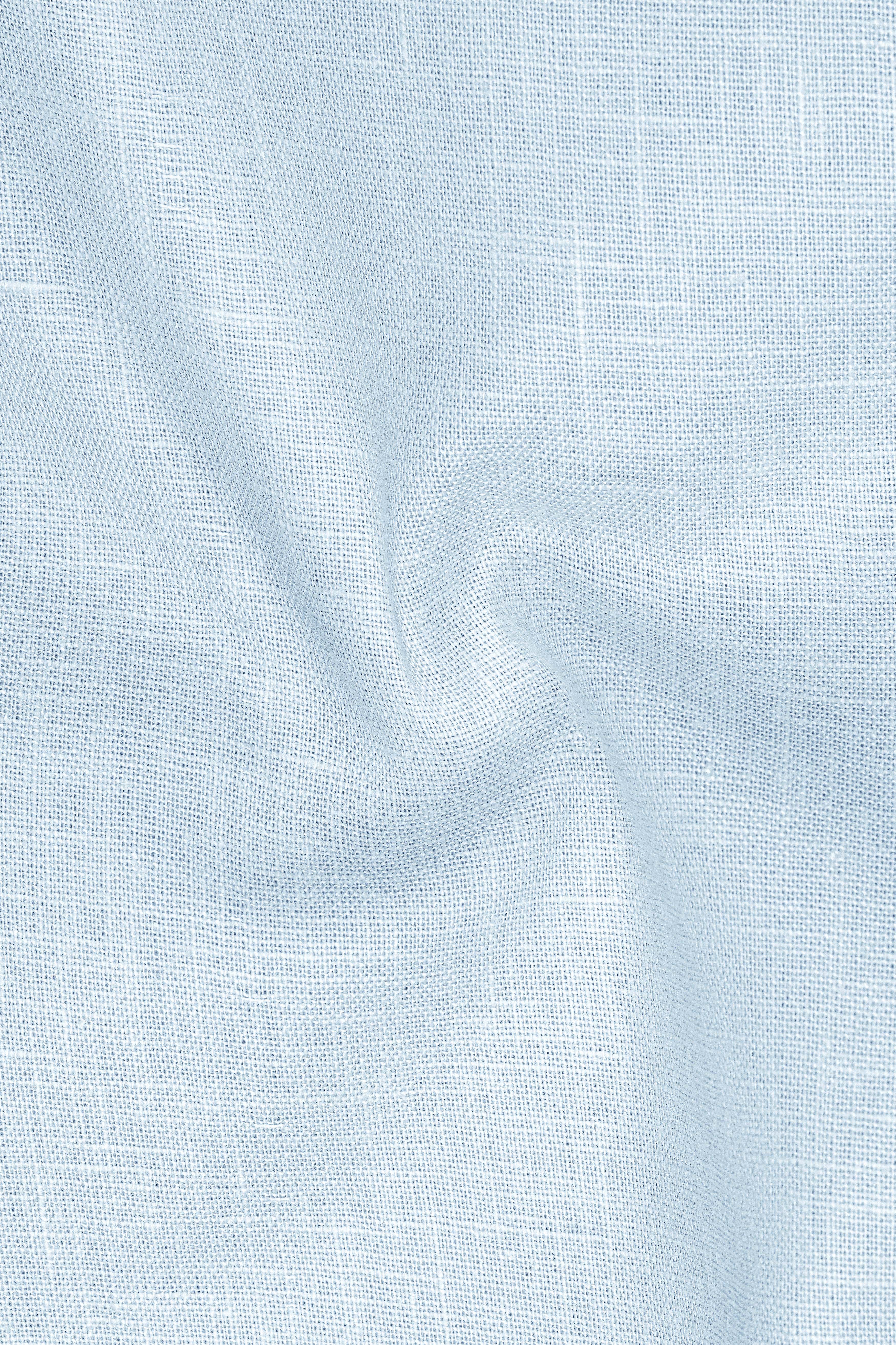 Ocean-Casper Blue Luxurious Linen Button Down Dress Shirt