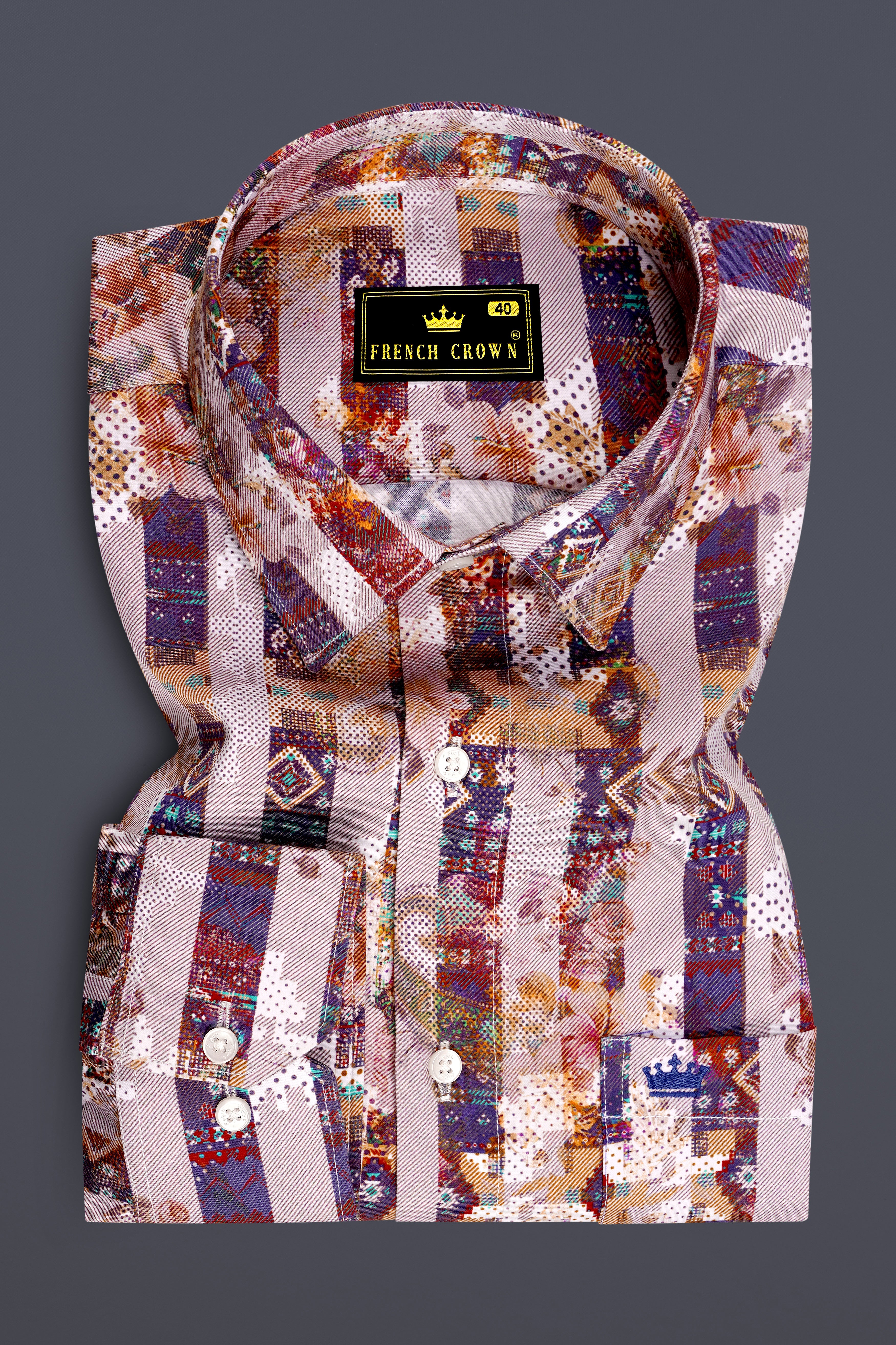 Nebula-Tolopea Blue And Cloud Multicolor Geometric Motifs Printed Subtle Sheen Super Soft Premium Cotton Casual Shirt