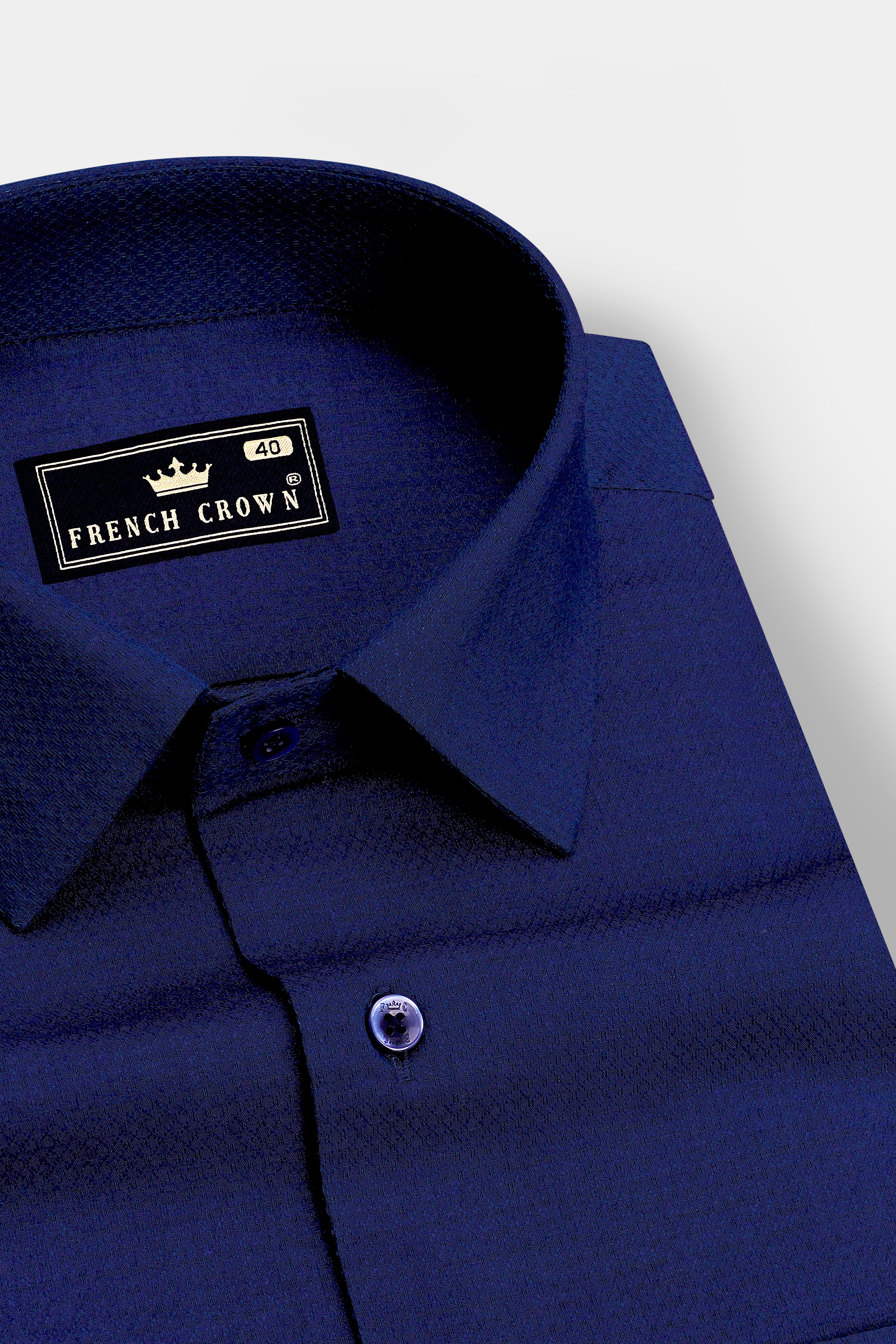Azzuro-Downriver Blue Dobby Textured Premium Giza Cotton Dress Shirt