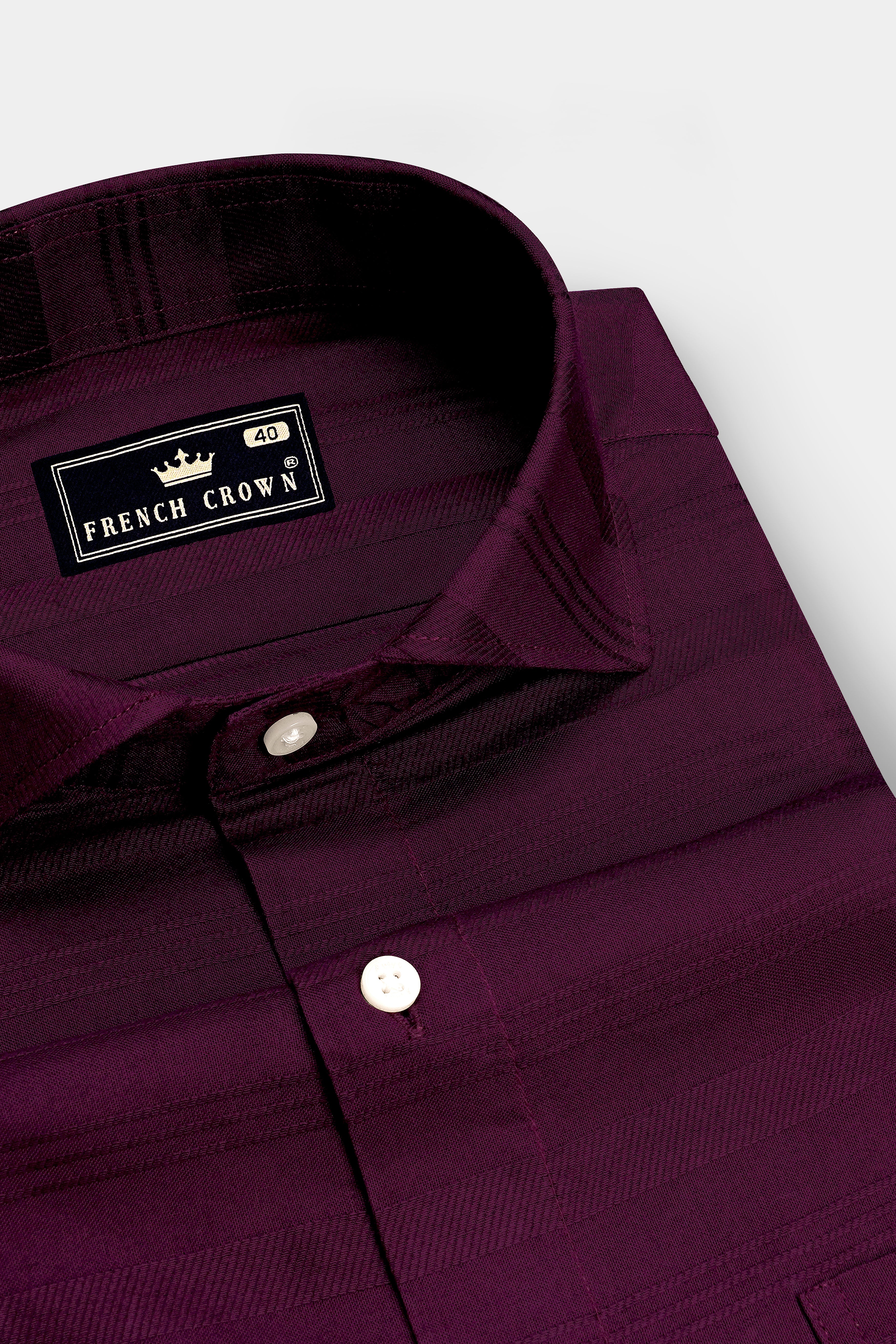 Crimson-Barossa Maroon Jacquard Textured Premium Cotton Dress Shirt