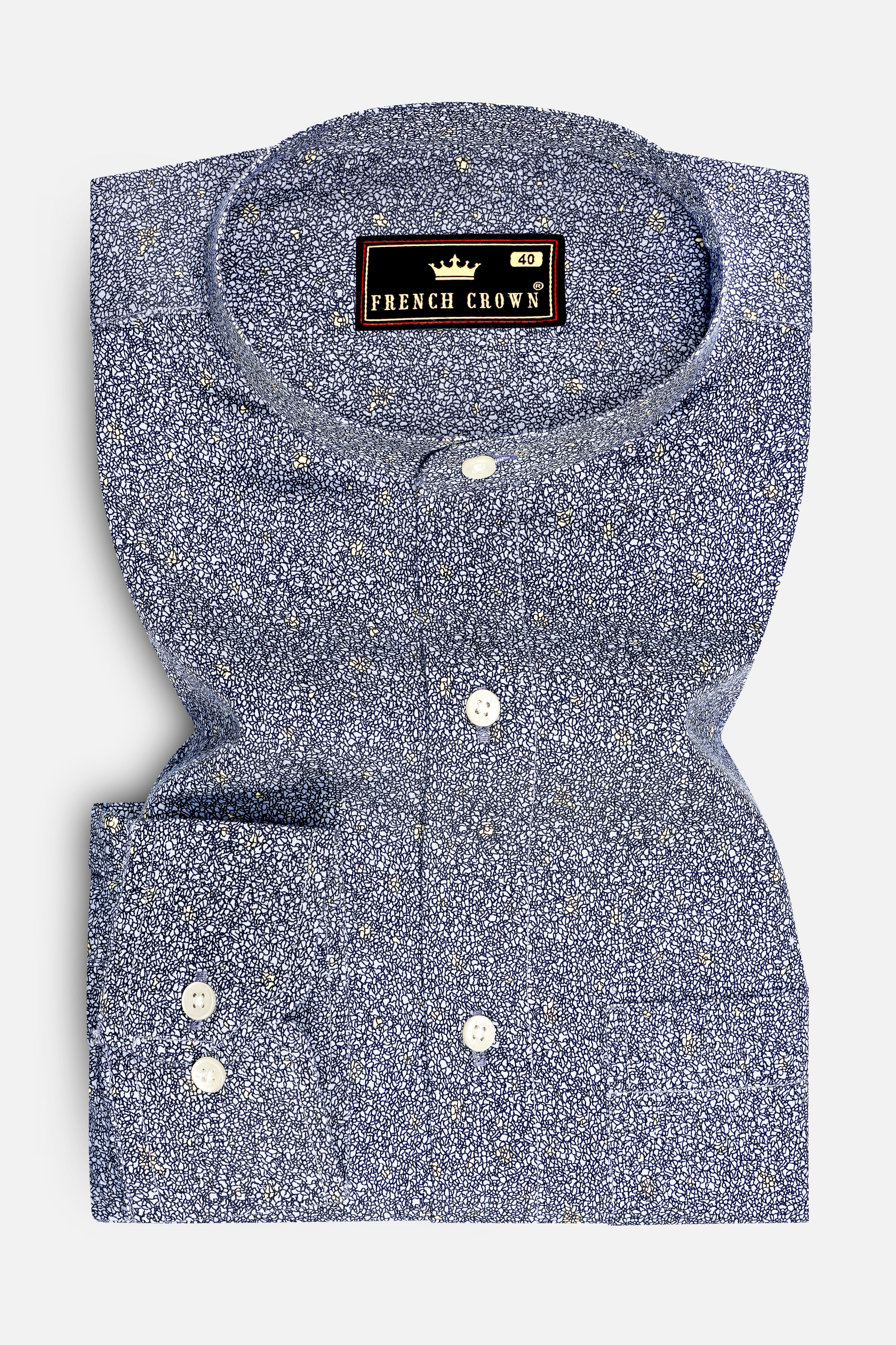 Drift-Ship Cove Blue Micro Abstract Printed Subtle Sheen Super Soft Premium Cotton Casual Shirt