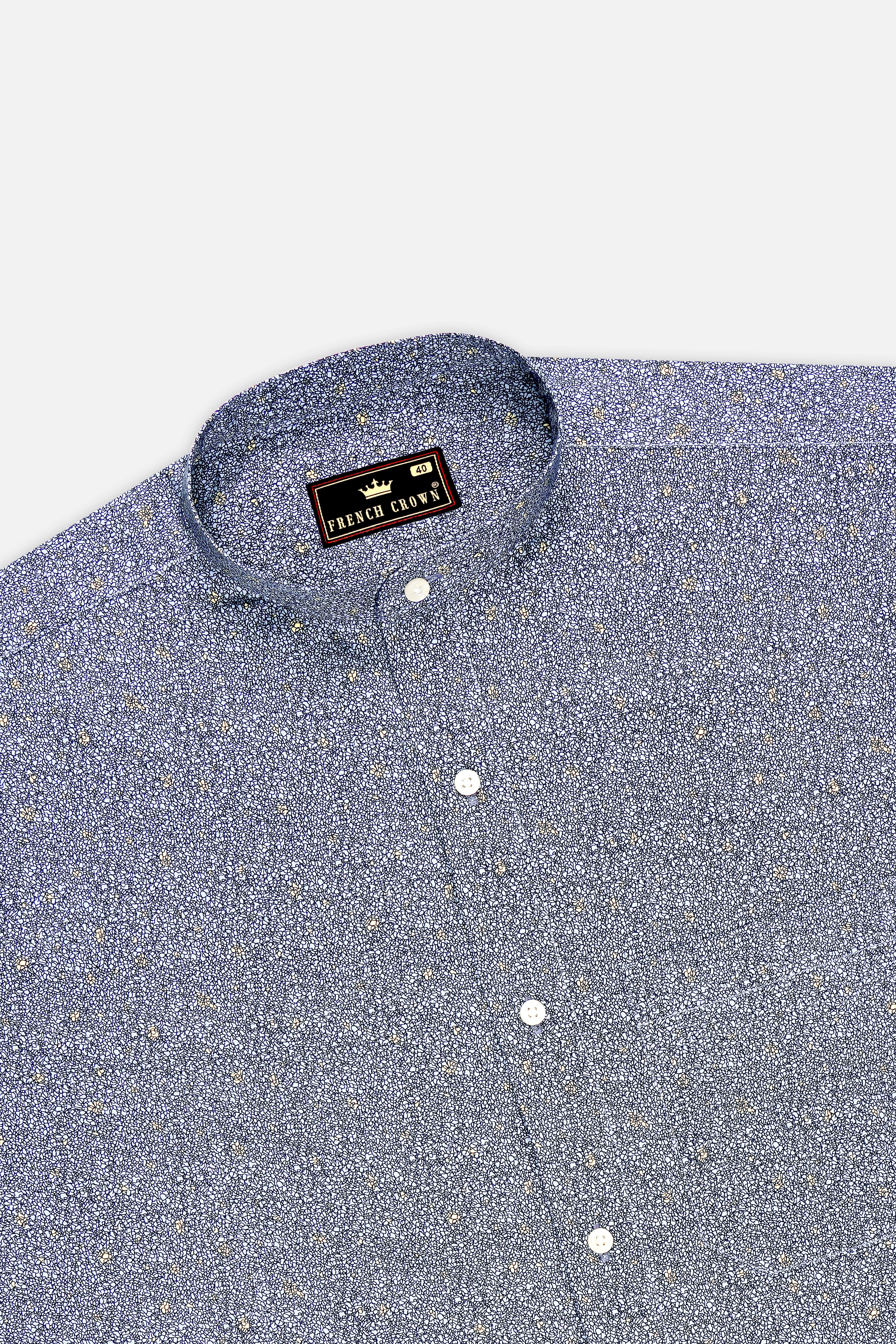 Drift-Ship Cove Blue Micro Abstract Printed Subtle Sheen Super Soft Premium Cotton Casual Shirt