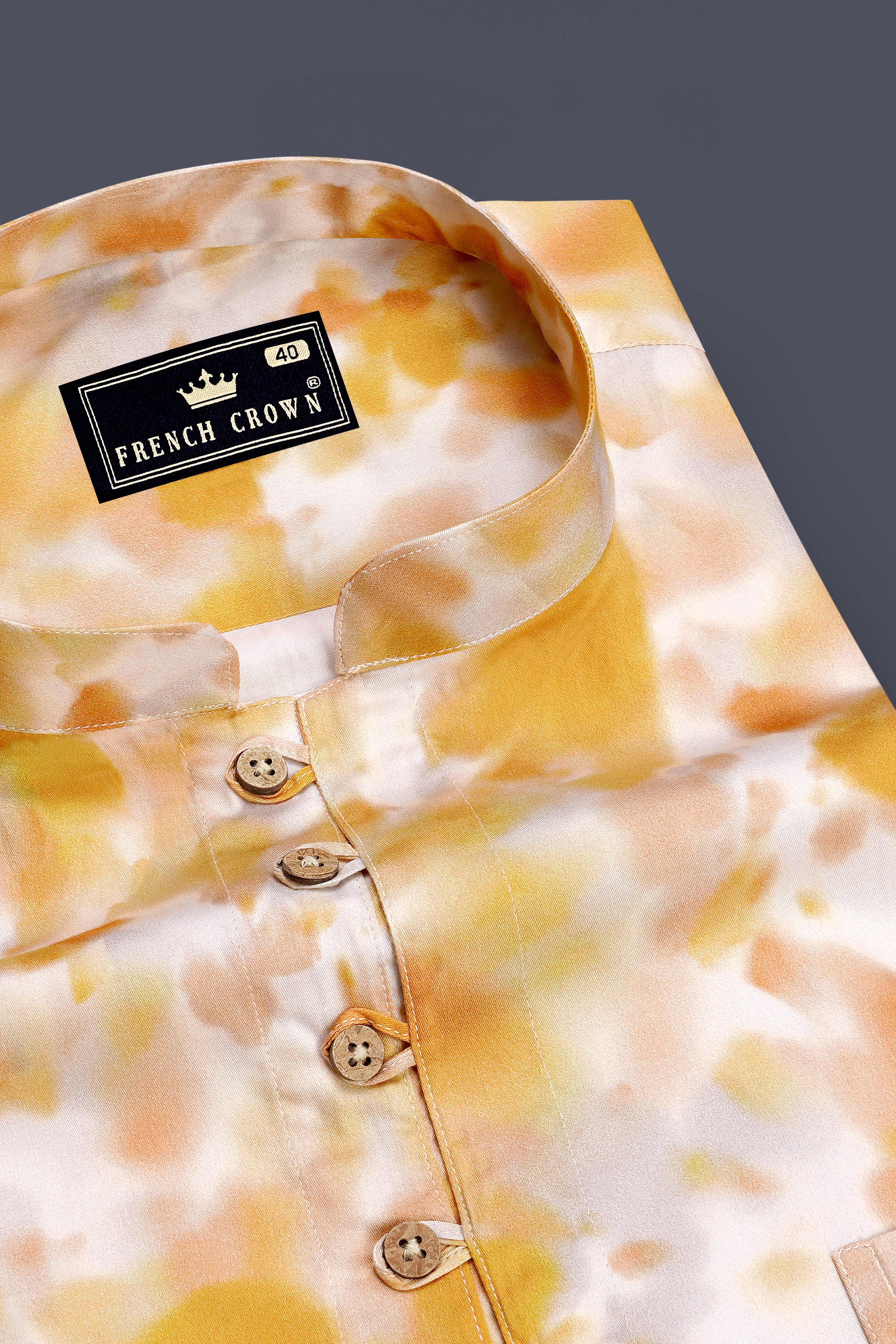 Aurelian-Cadmium Orange And Bright White Soft Tie-Dye Printed Super Soft Premium Cotton Casual Kurta Shirt