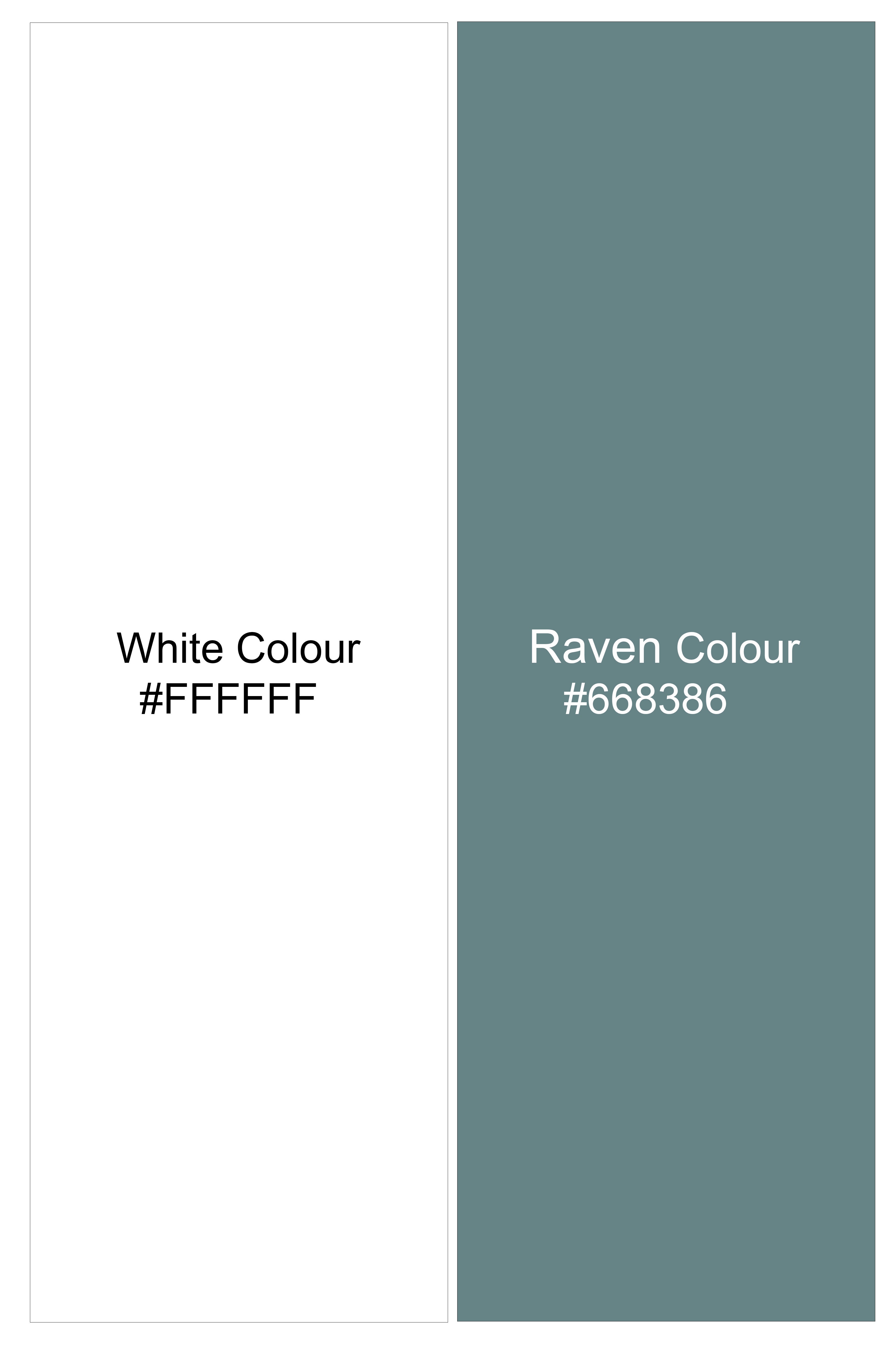 Verdant-Bright White And Raven Green Paisley Printed Subtle Sheen Super Soft Premium Cotton Dress Shirt