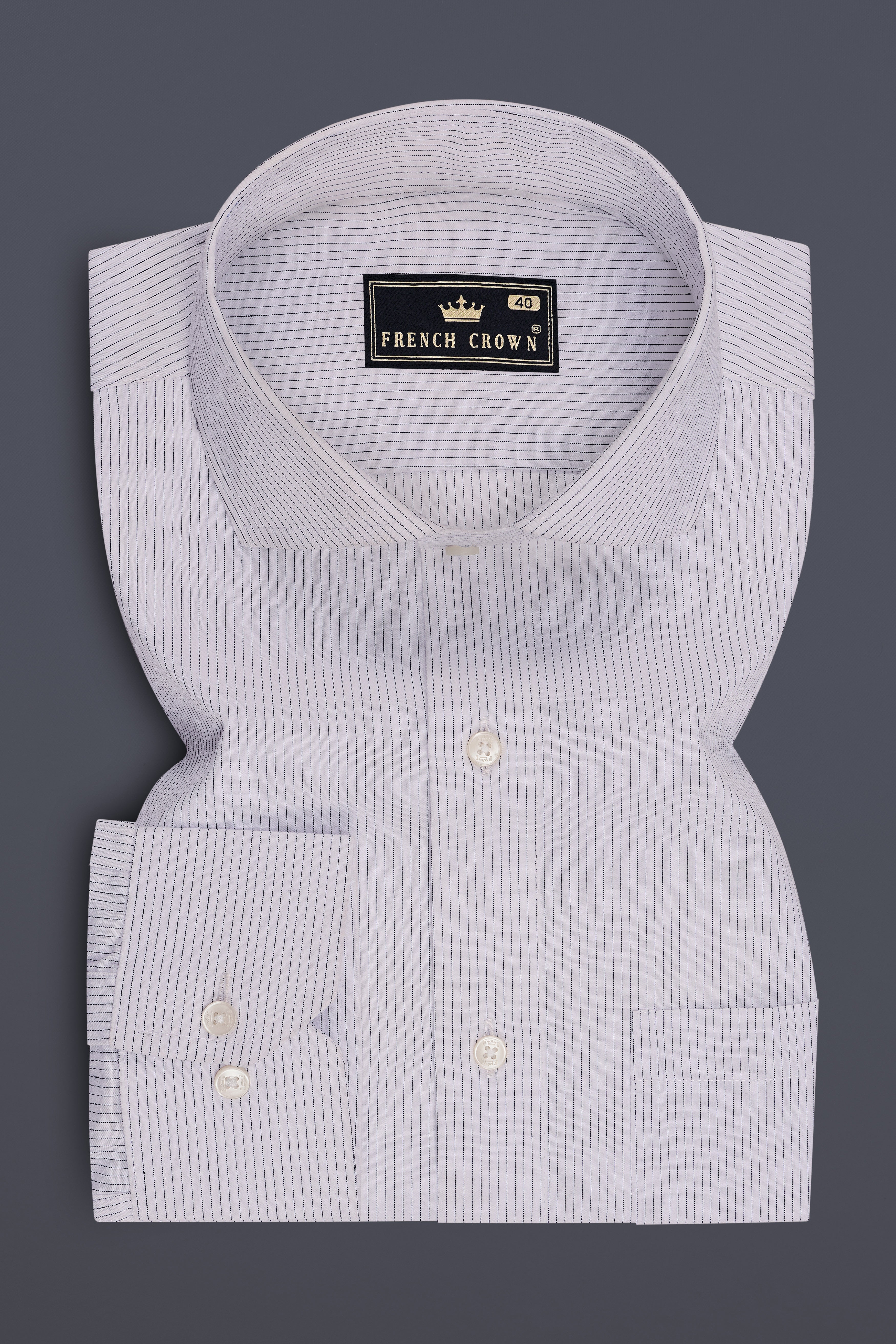 Aeris-Bright White Pin Striped Super Soft Premium Cotton Dress Shirt
