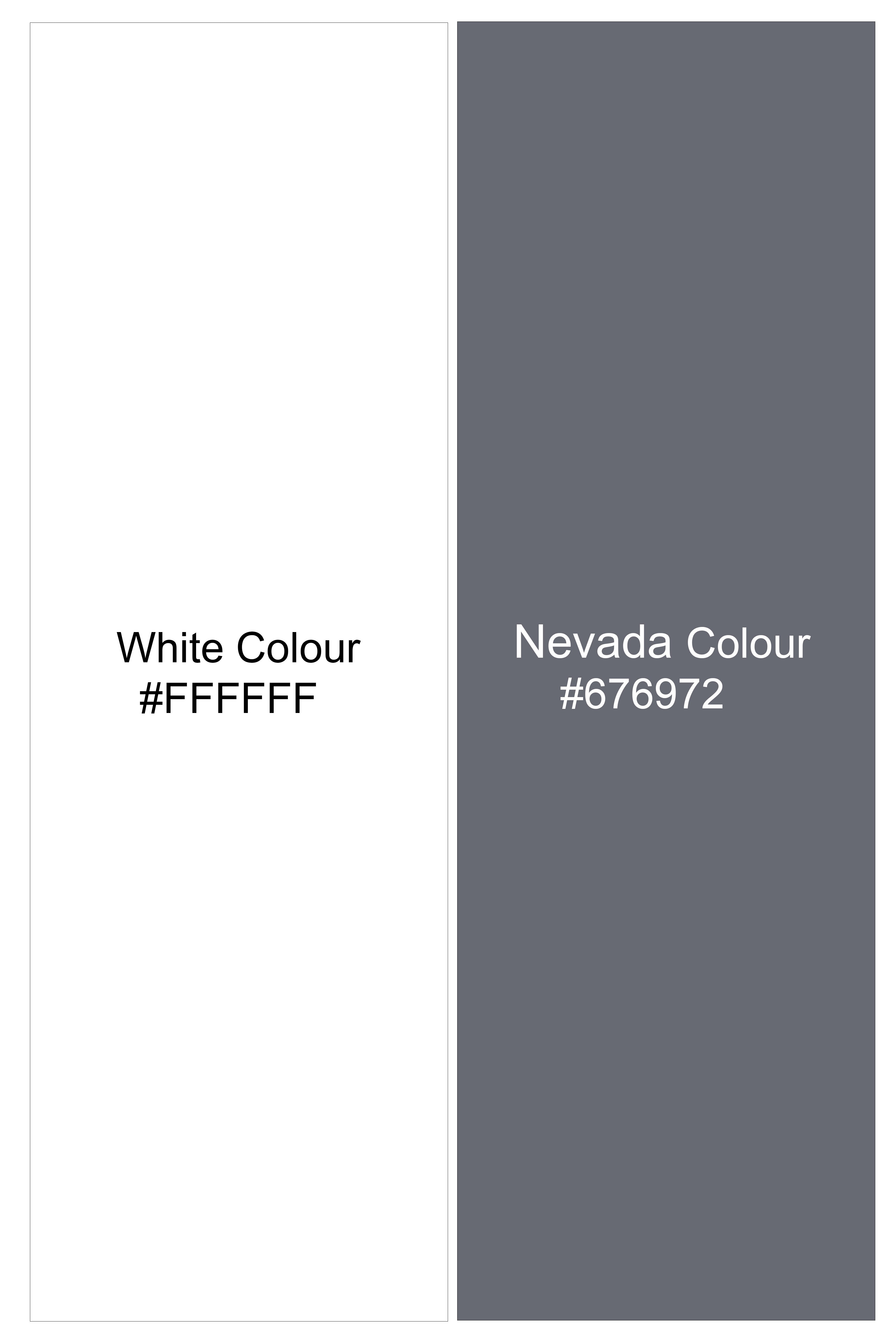 Equinox-Bright White And Nevada Gray Geometric Printed Super Soft Premium Cotton Casual Shirt