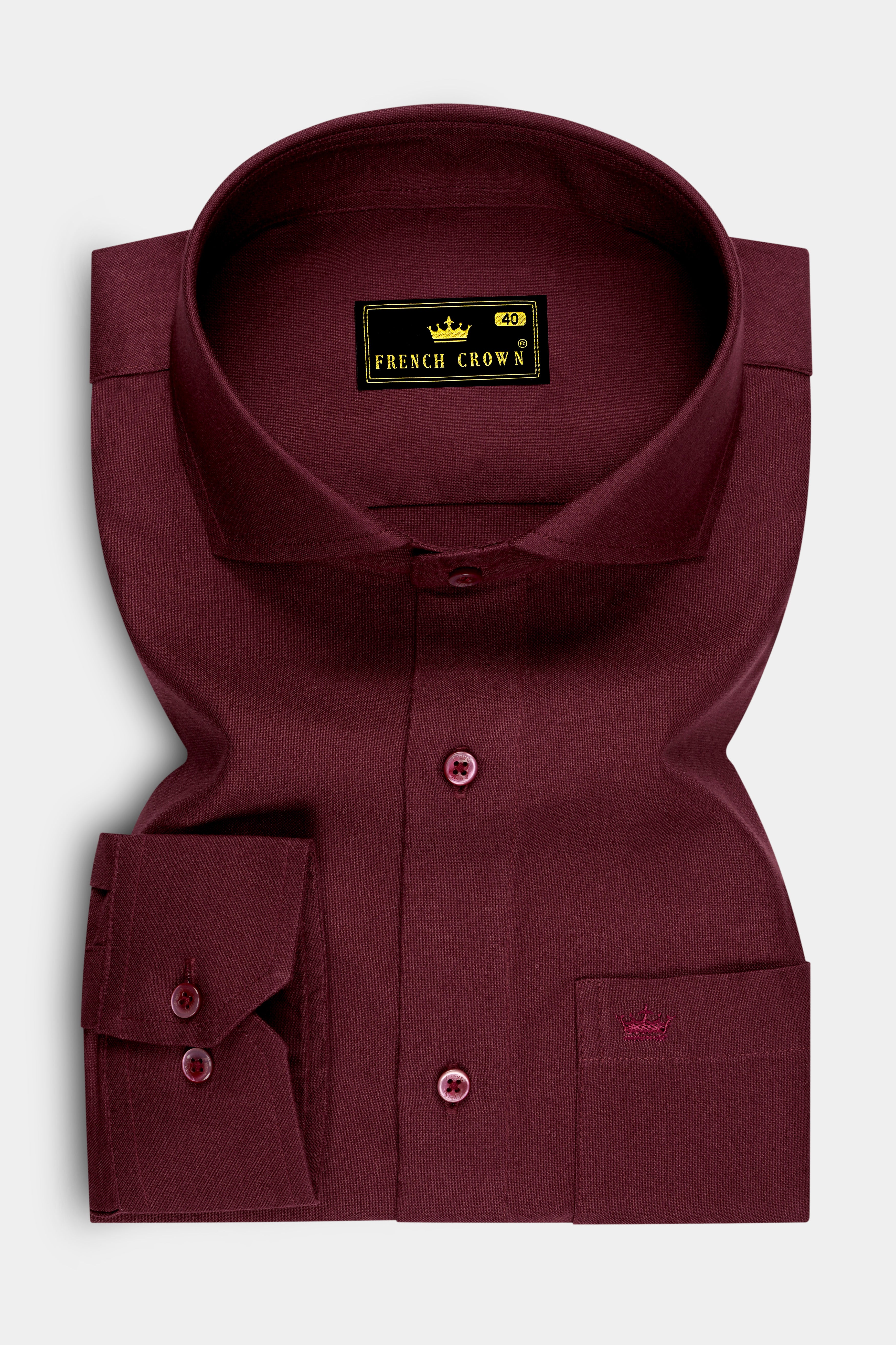 Torrin-Burnt Maroon Oxford Premium Cotton Dress Shirt